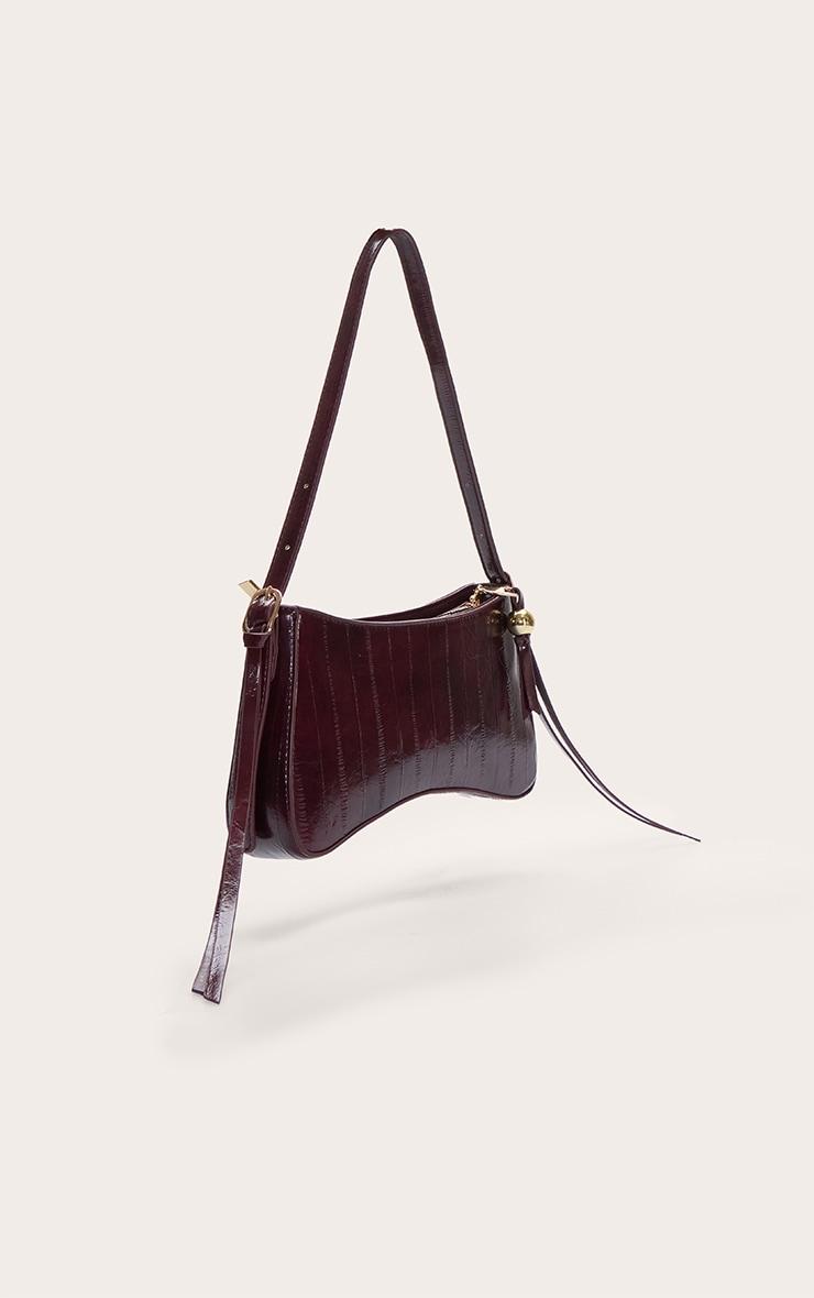 Burgundy Curved Beaded Shoulder Bag Product Image