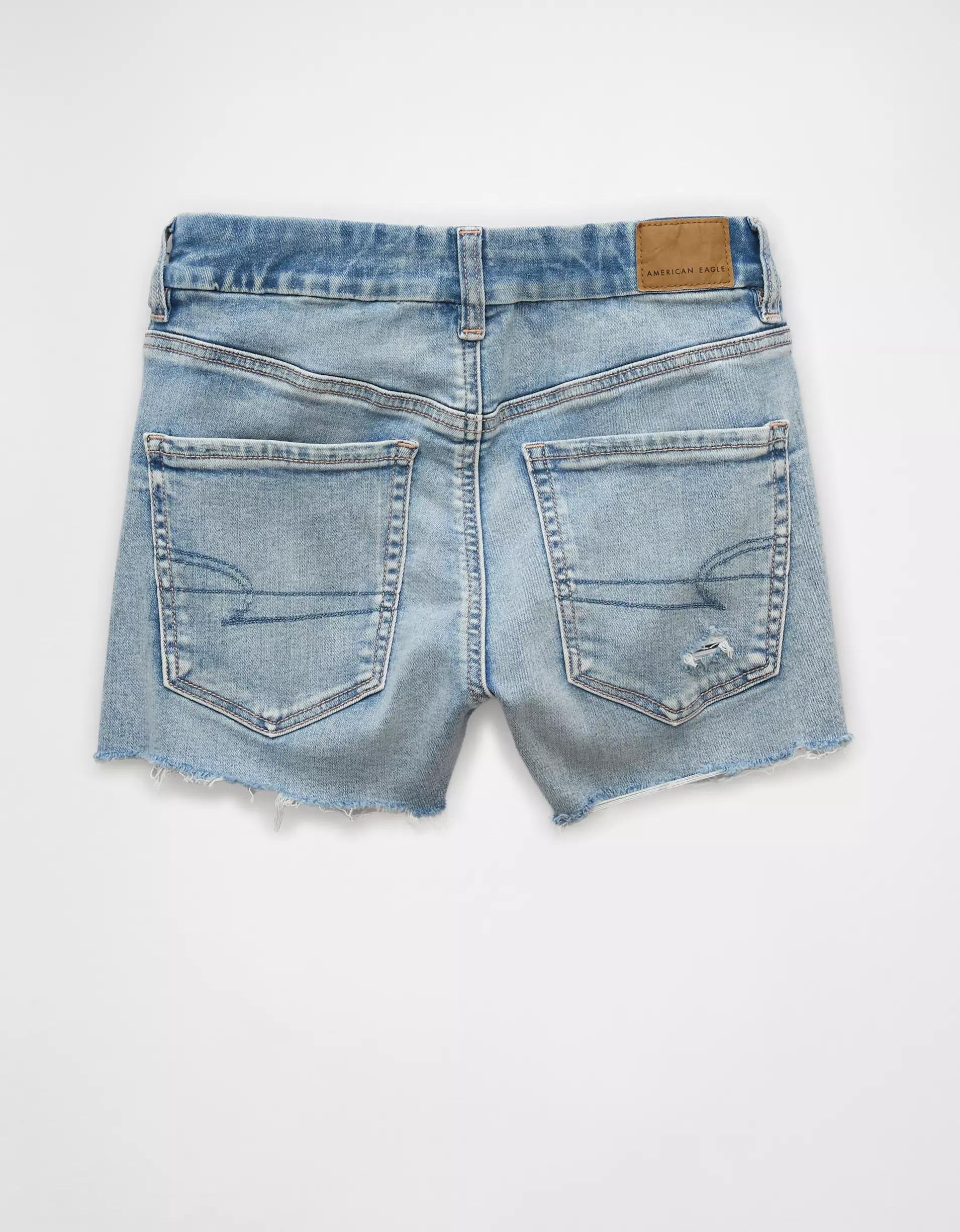 AE Next Level Curvy Ripped High-Waisted Denim Short Short Product Image