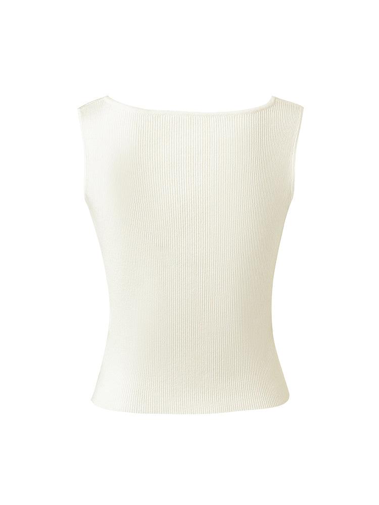 Acetate Knitted Ruched Women Vest Product Image