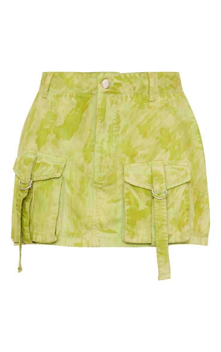 Lime Vintage Wash Cargo Micro Mini Skirt Product Image