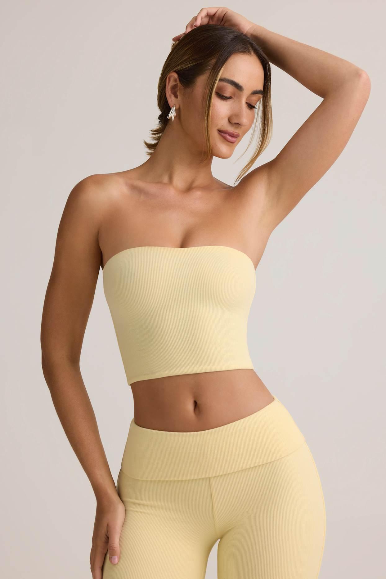 Modal Strapless Crop Top in ButterCream Yellow Product Image
