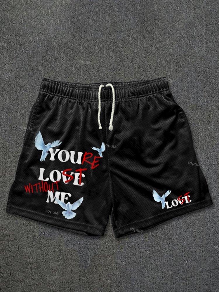 Sopula Peace Dove & You Re Lost Without Me Graphic Mesh Shorts Product Image