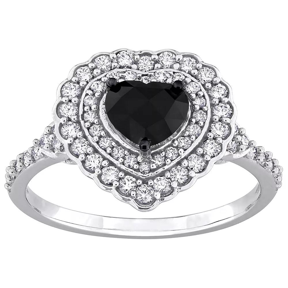 Stella Grace 14k White Gold 1 1/4 Carat T.W. Black & White Diamond Heart Engagement Ring, Women's,  Product Image