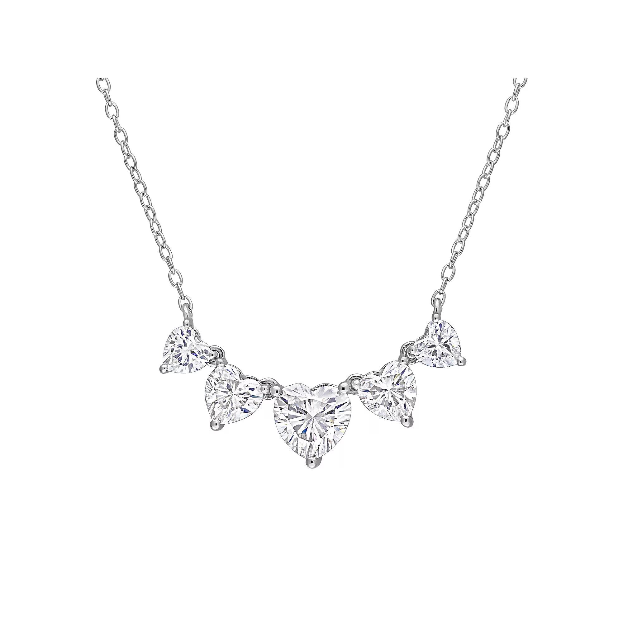Stella Grace Sterling Silver 2 1/2 Carat T.W. Lab-Created Moissanite Multi-Heart Necklace, Womens Product Image