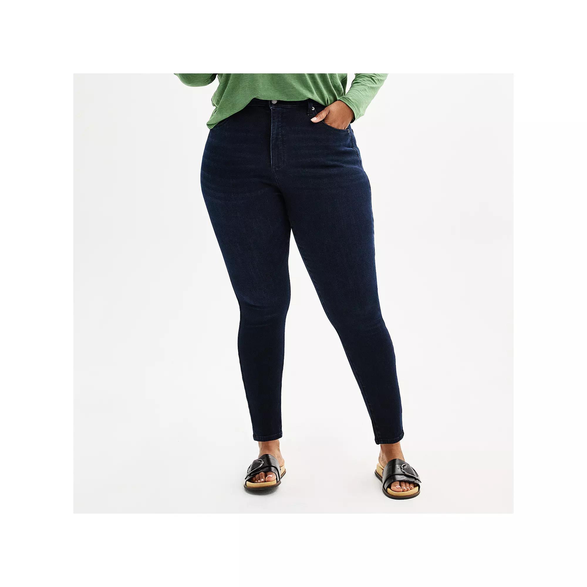 Plus Size Sonoma Goods For Life® High Rise Skinny Jeans, Women's, Size: 18 W, Dark Rinse Blue Product Image