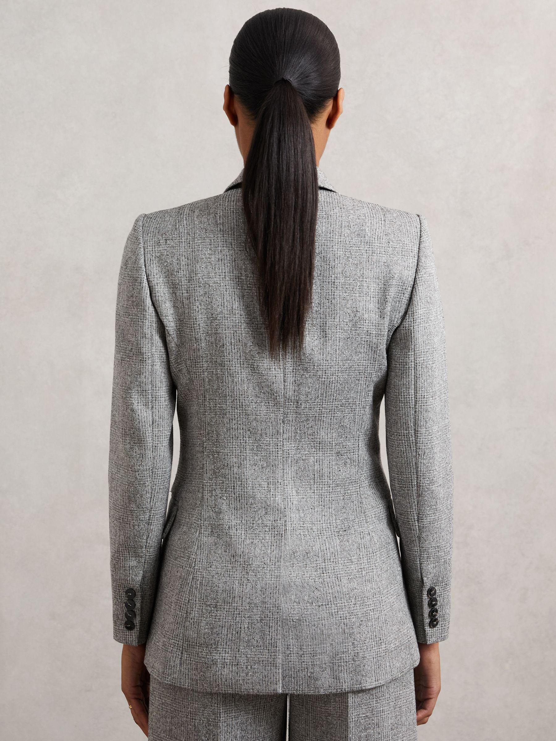 Double-Breasted Textured Suit Blazer in Grey Product Image