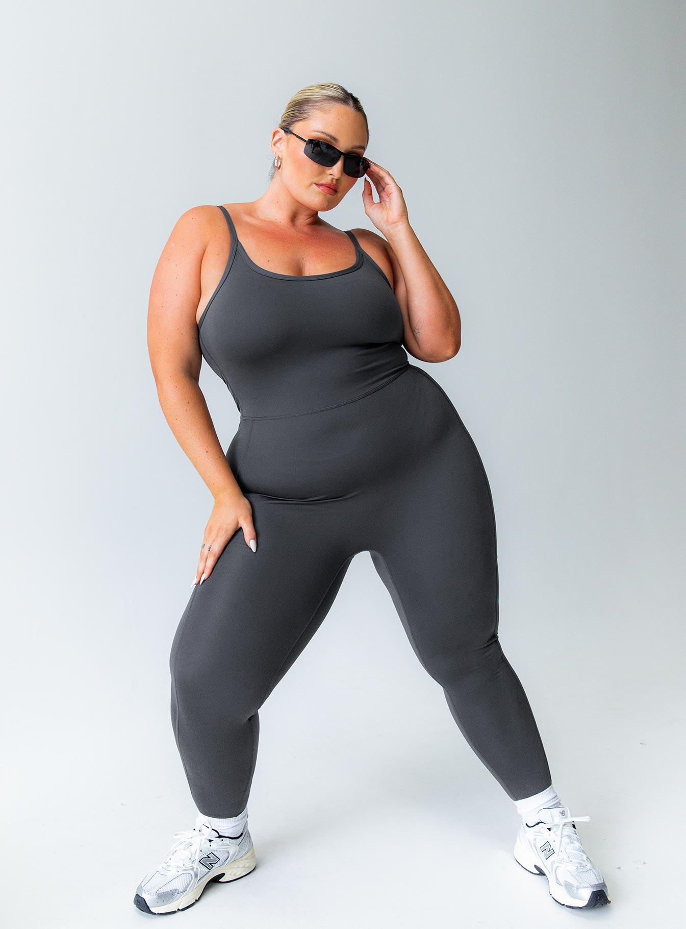 Go Getter Activewear Jumpsuit Grey Curve Product Image