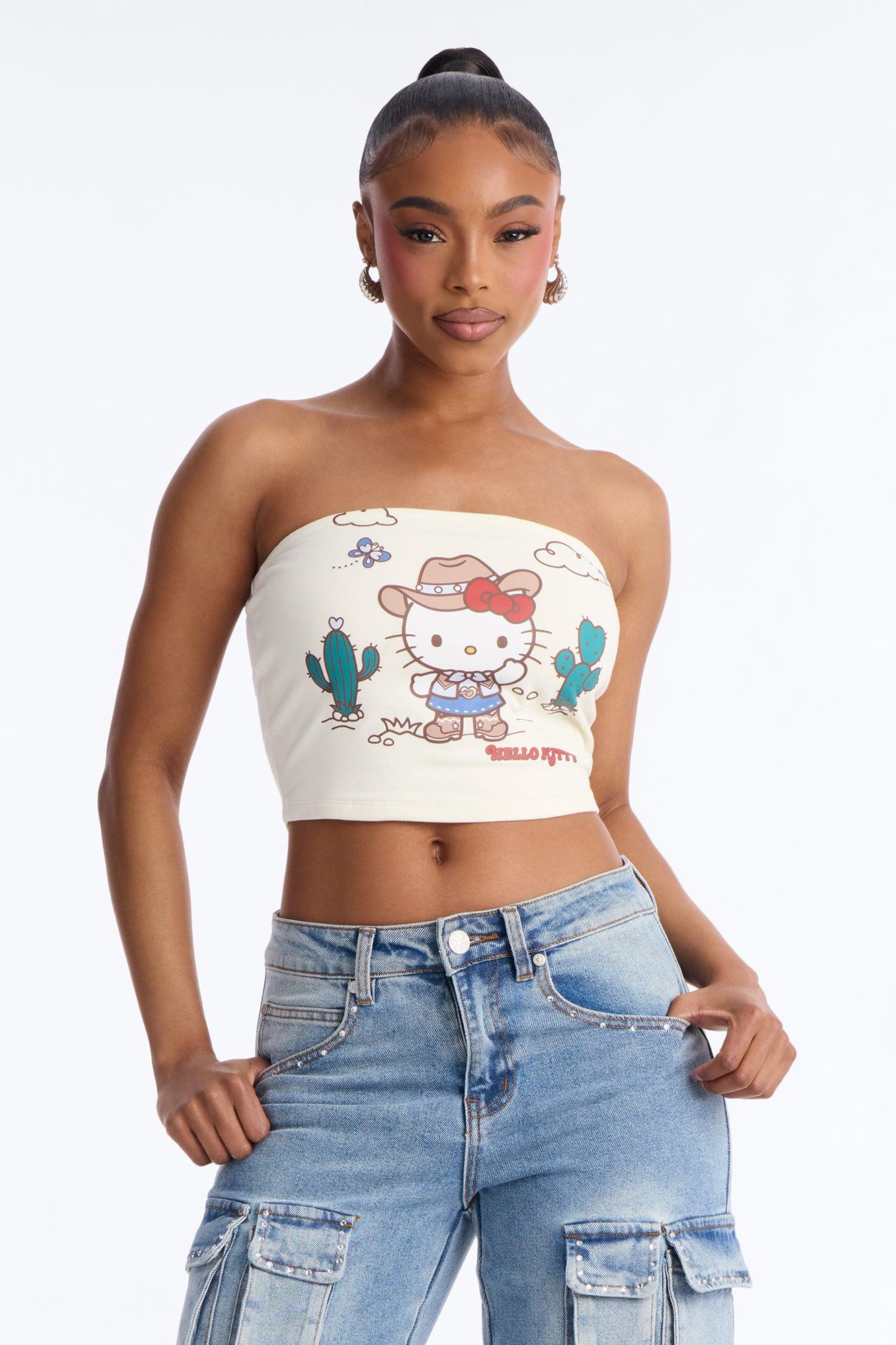 Hello Kitty Western Tube Top - Cream Female Product Image
