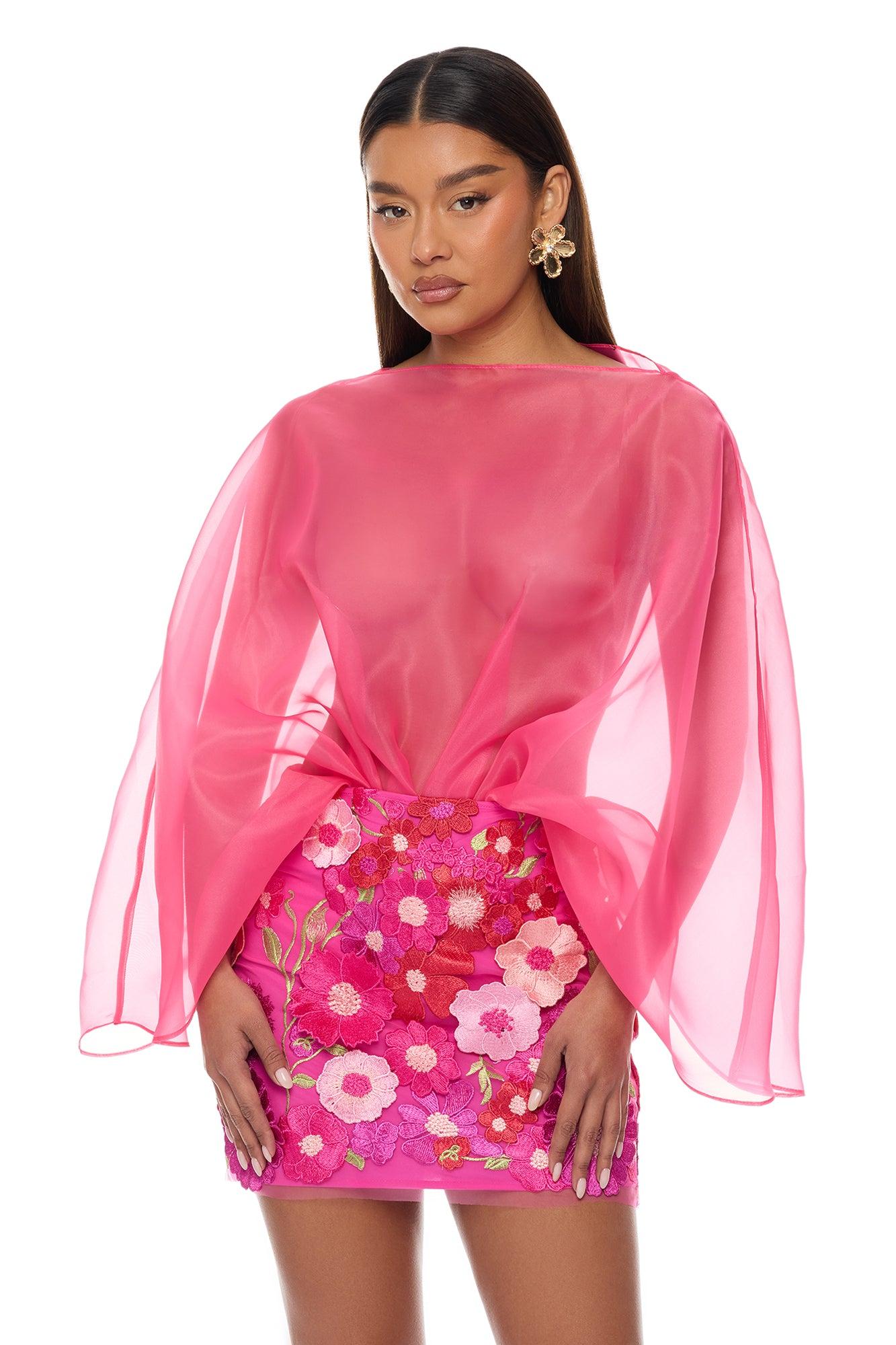 Fall In Love Taffeta Skirt Set - Hot Pink Female Product Image