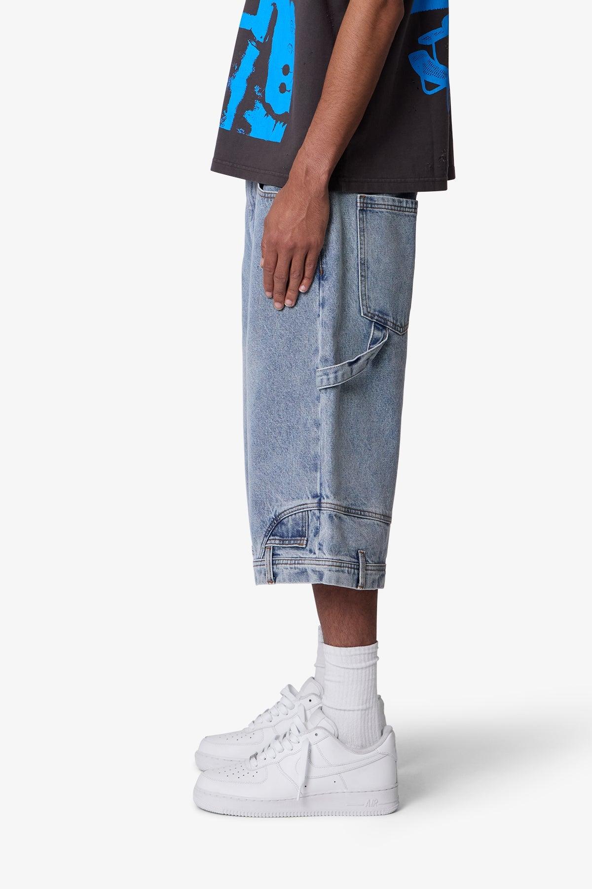 Ultra Baggy Reconstructed Denim Shorts - Blue Product Image