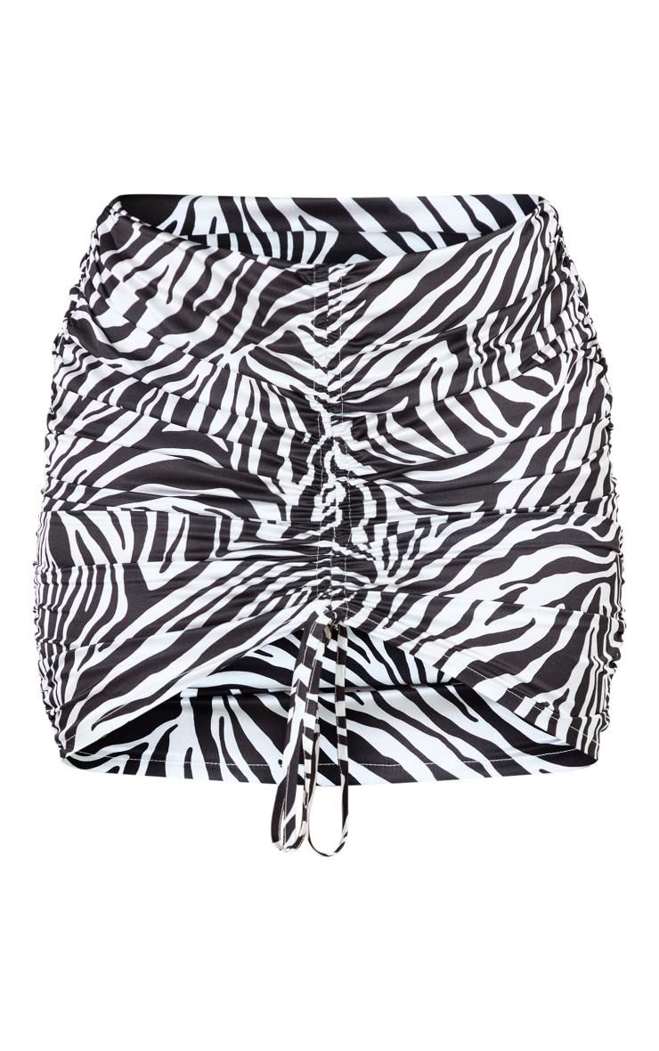 Black Zebra Print Ruched Front Skirt Product Image