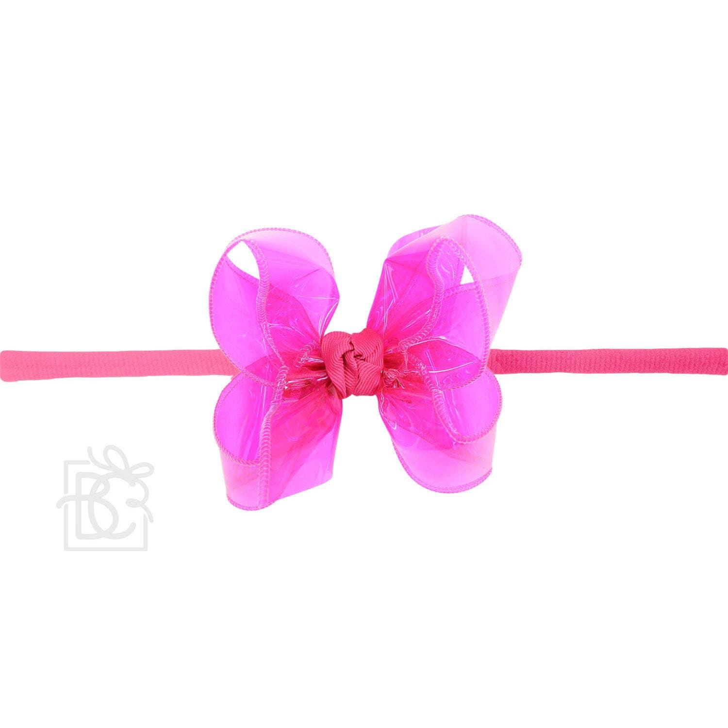 1/4" PANTYHOSE HEADBAND W/WATERPROOF BOW: 5.5" Huge - 2.5" Ribbon / AQUA Product Image