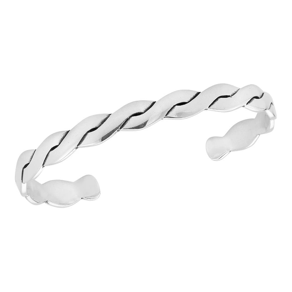 Menster Men's Sterling Silver Oxidized Twist Cuff Bangle Bracelet, Size: 8" Product Image