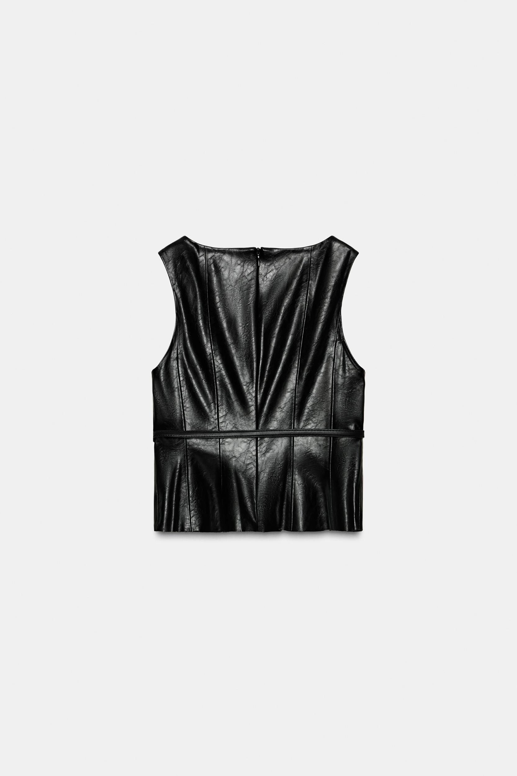 FAUX LEATHER BELTED TOP Product Image