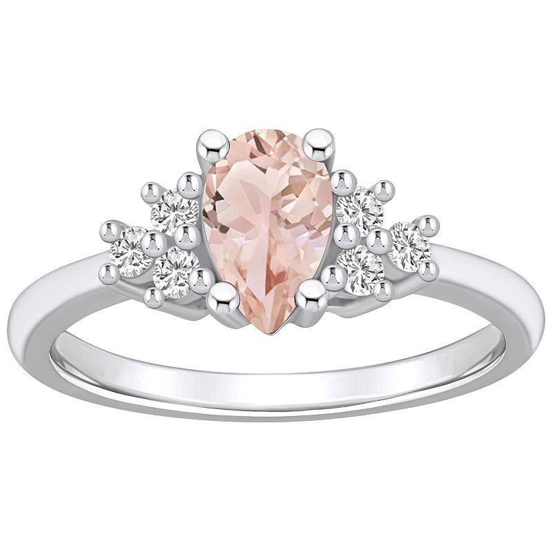 Alyson Layne 14k White Gold Pear Shape Morganite & 1/5 Carat T.W. Diamond Ring, Women's Product Image