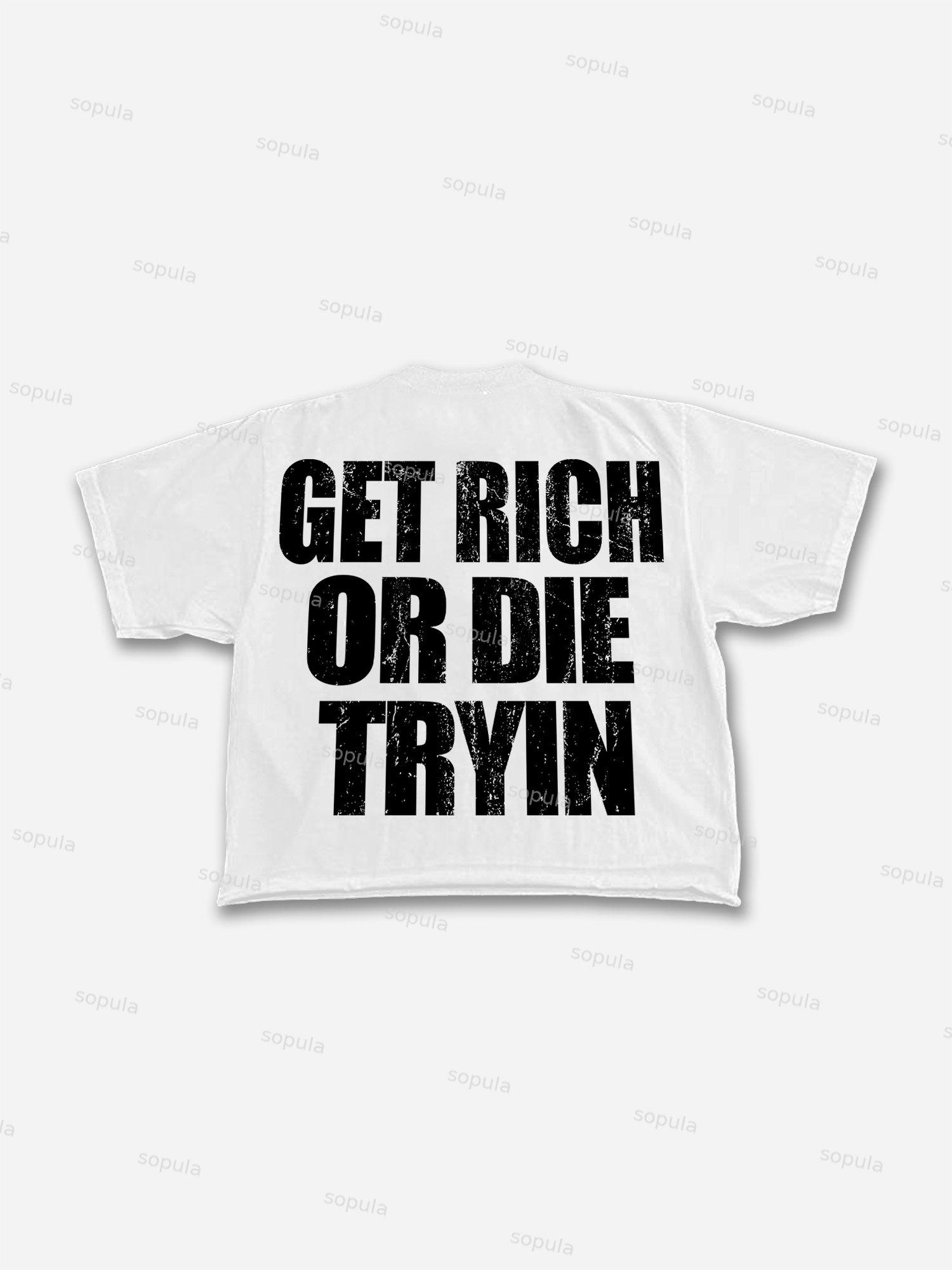 Oversized Get Rich Money Portrait Print Cropped T-shirt Product Image