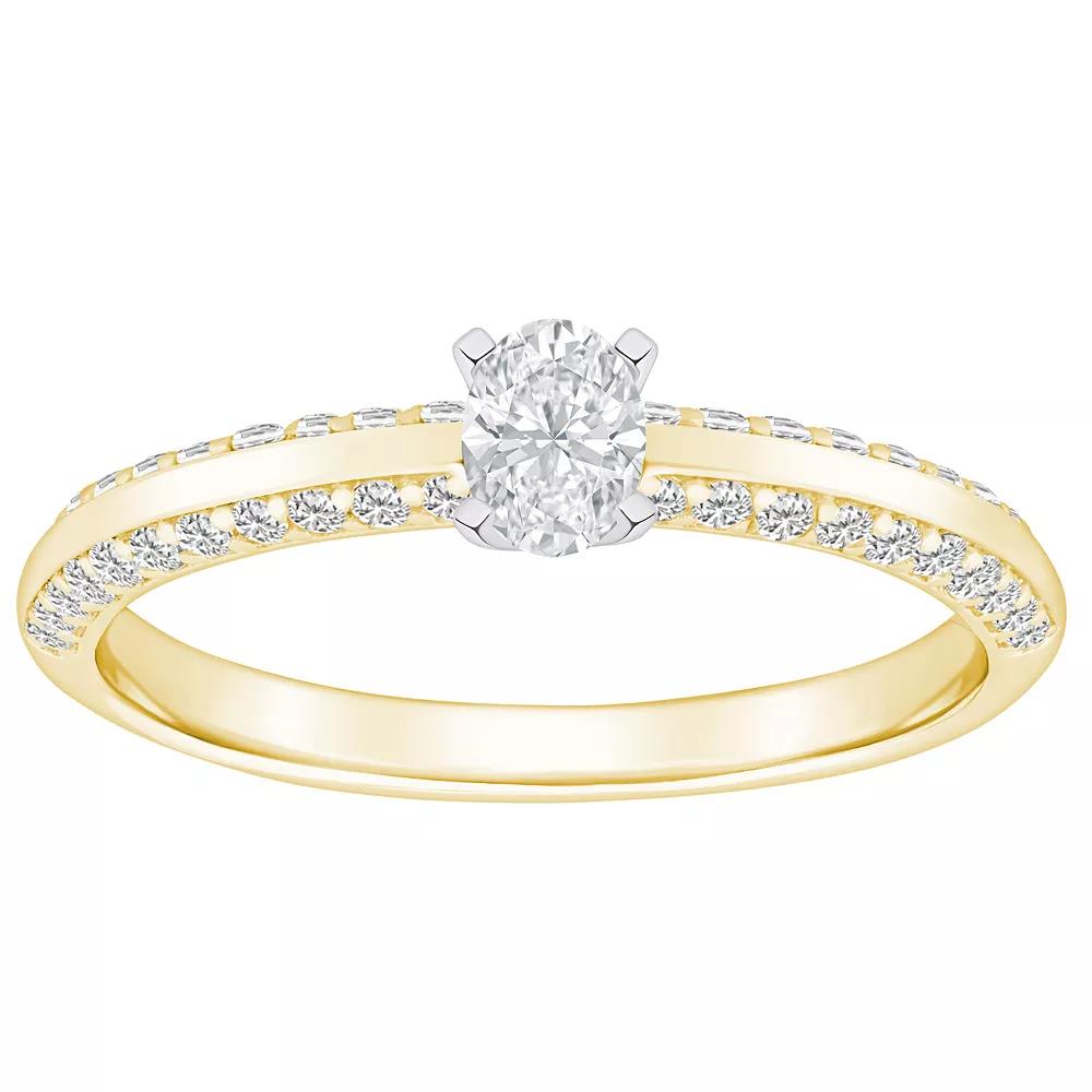 Alyson Layne 14k Gold 3/5 Carat T.W. Diamond Oval Cut Pave & Polished Band Engagement Ring, Women's, Size: 6.50, 14k White Gold Product Image