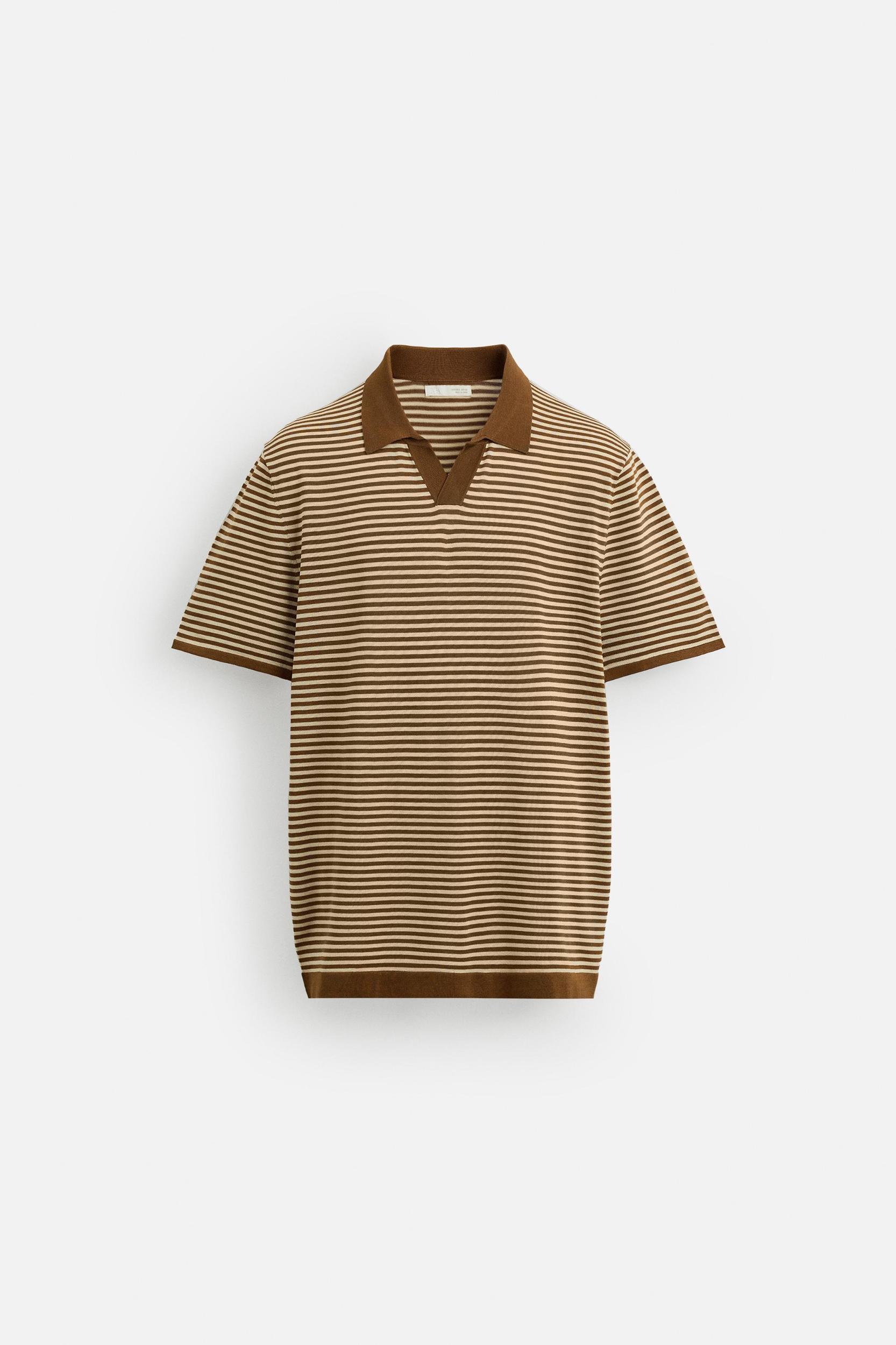 STRIPED KNIT POLO SHIRT Product Image