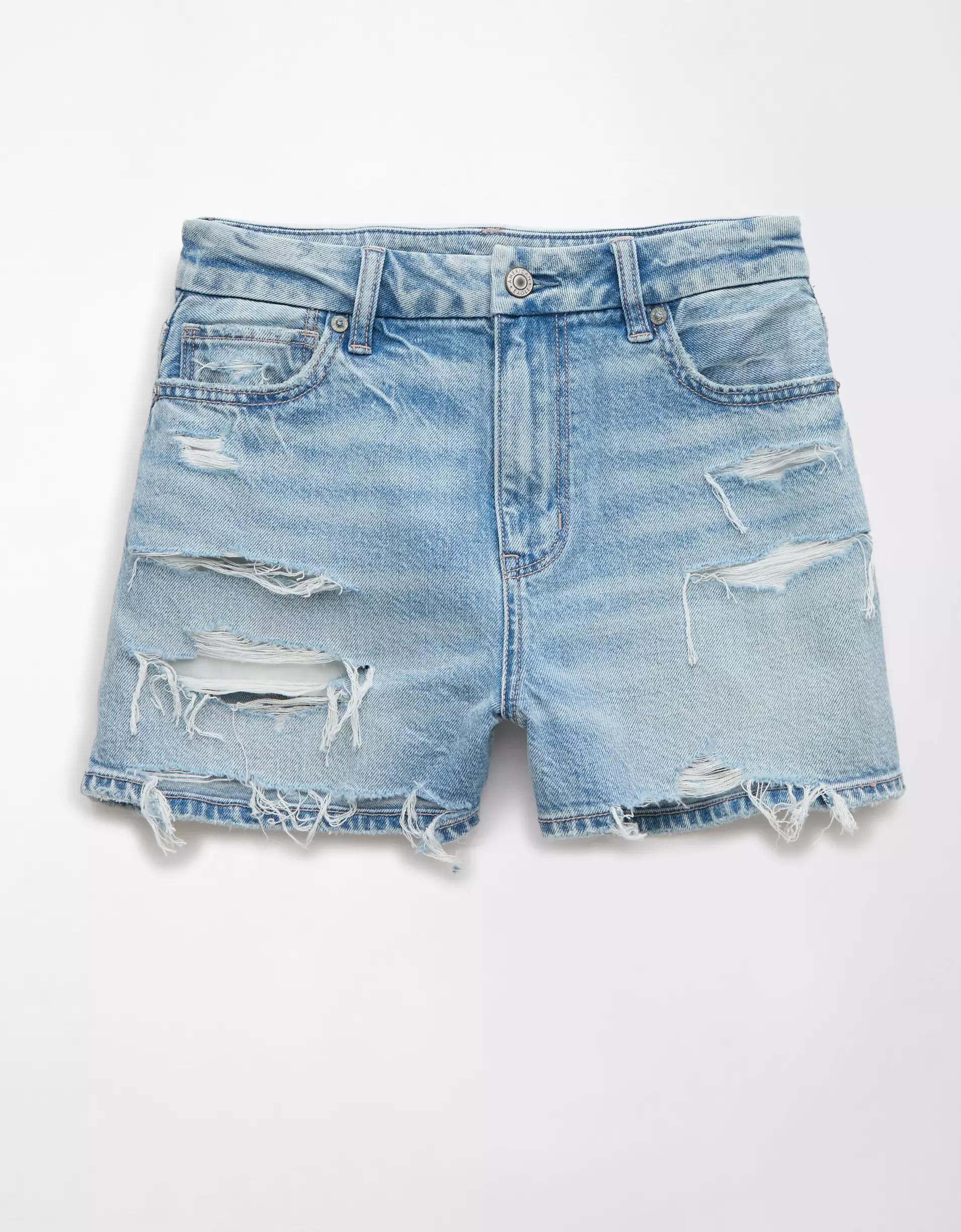 AE Strigid Curvy Ripped Denim Mom Short Product Image