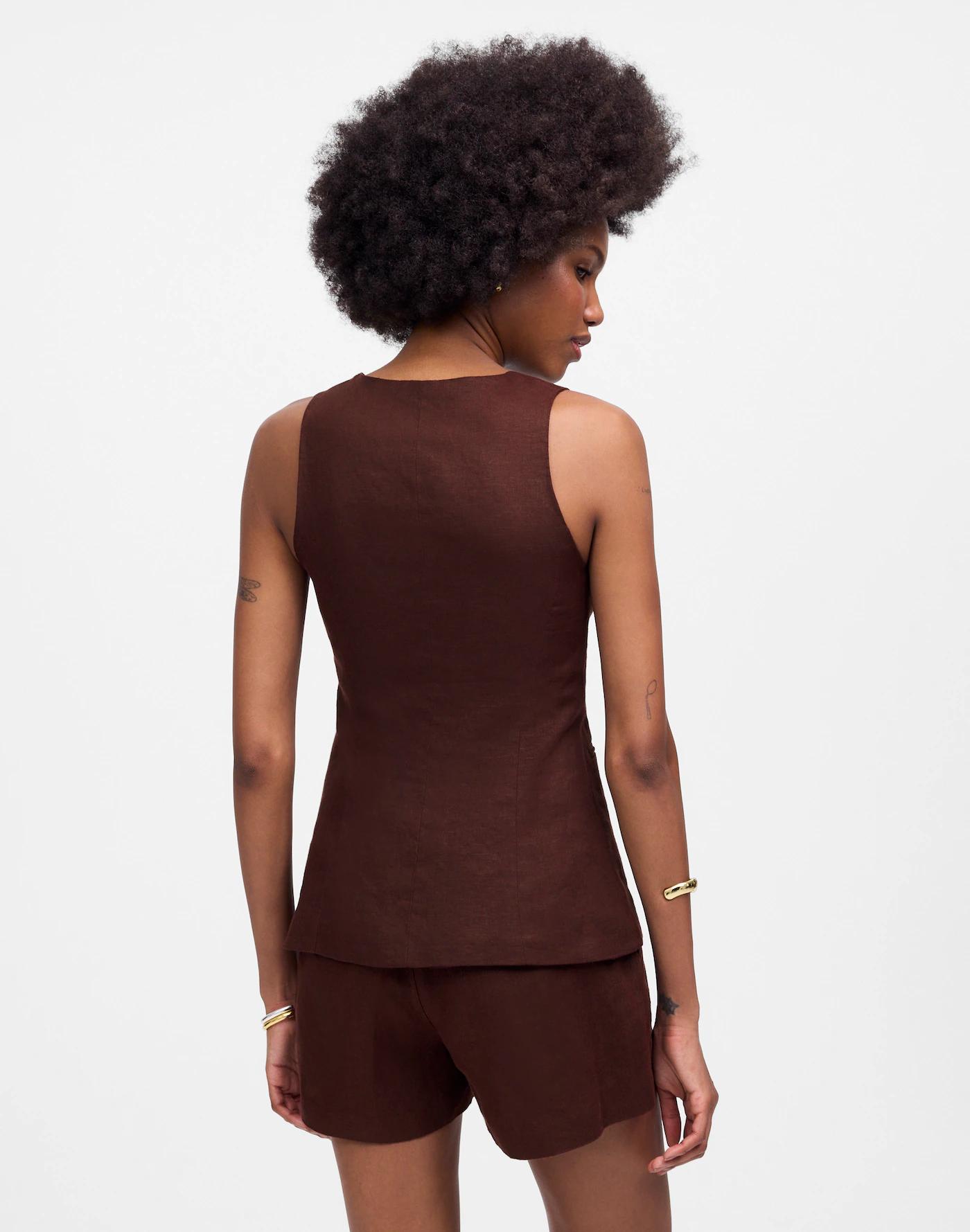 Linen Scoopneck Cutaway Vest Product Image