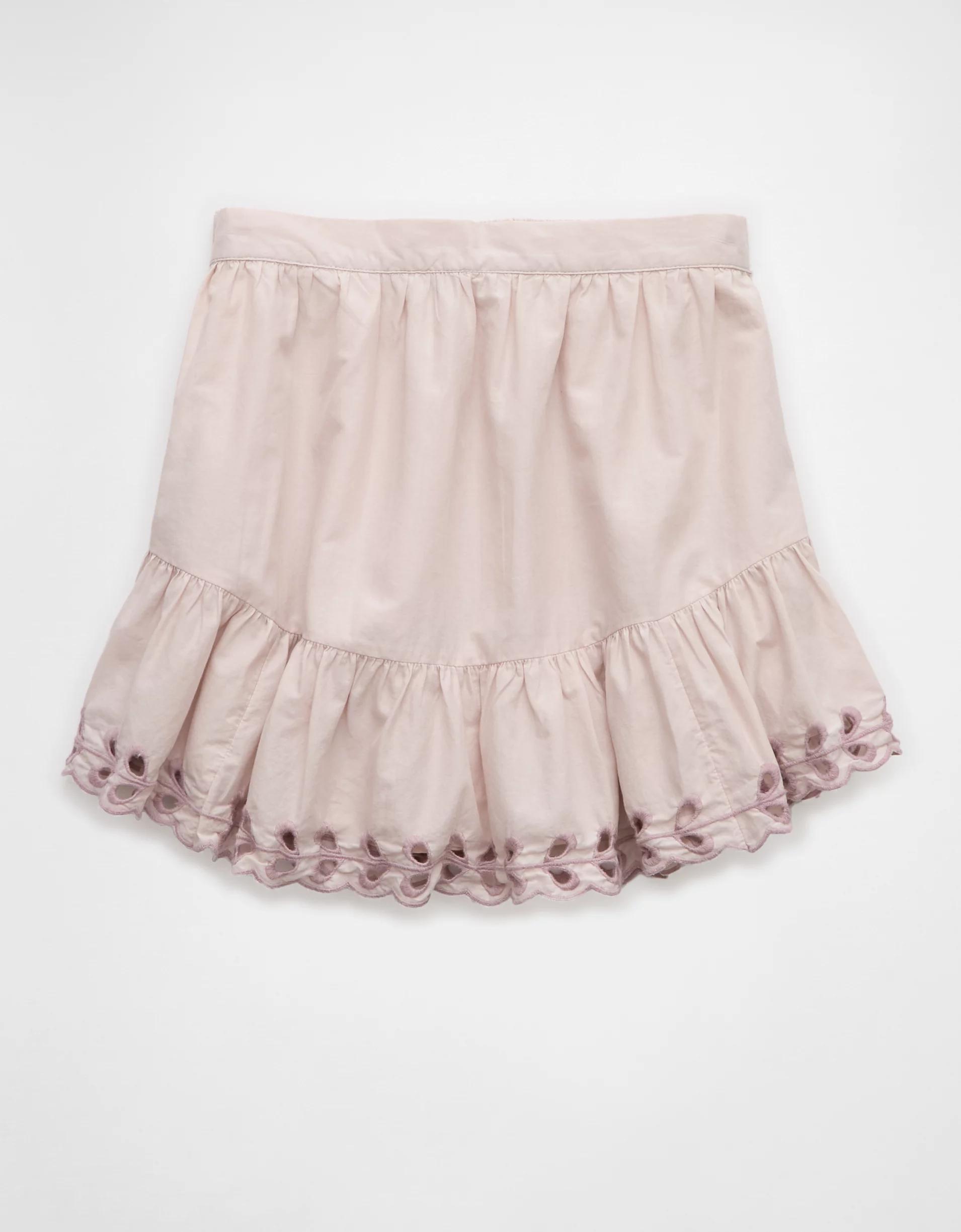 AE High-Waisted Embroidered Eyelet Mini Skirt Product Image