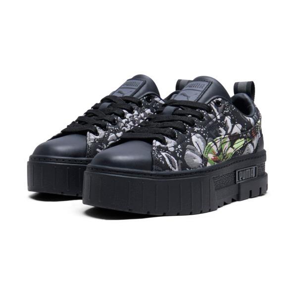 PUMA Mayze Dark Floral Women's Sneakers in Black/Silver/Smokey Grey Product Image