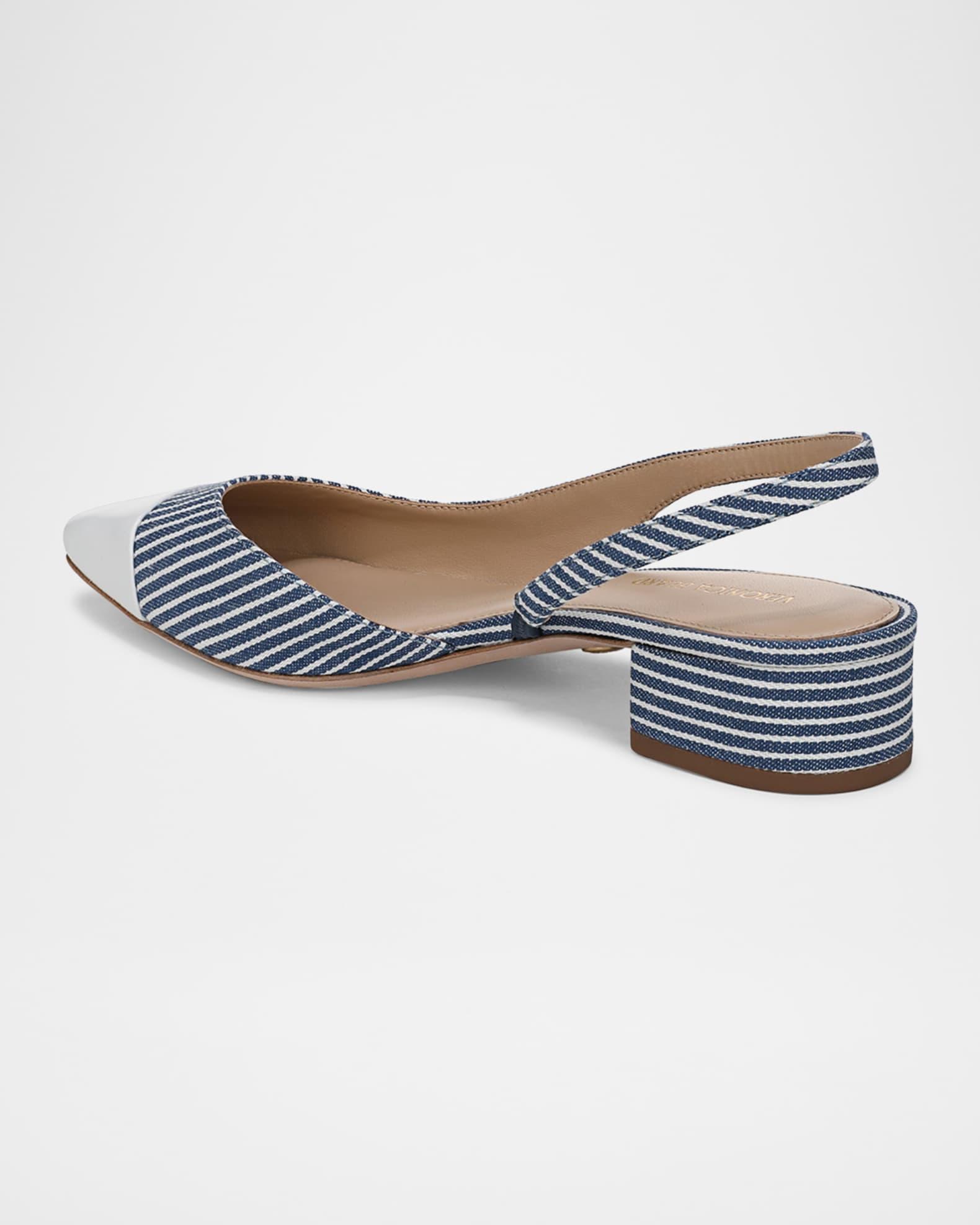 Cecile Stripe Slingback Ballerina Pumps Product Image