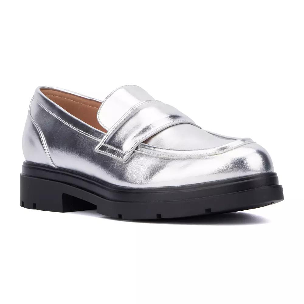 New York & Company Abbey Womens Slip-on Loafers Silver Grey Product Image
