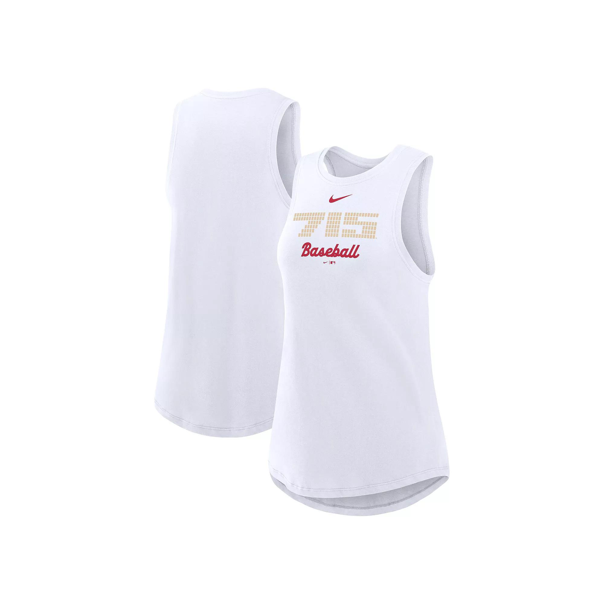 Women's Nike White Atlanta Braves City Connect Tricode High Neck Performance Tank Top,  Product Image