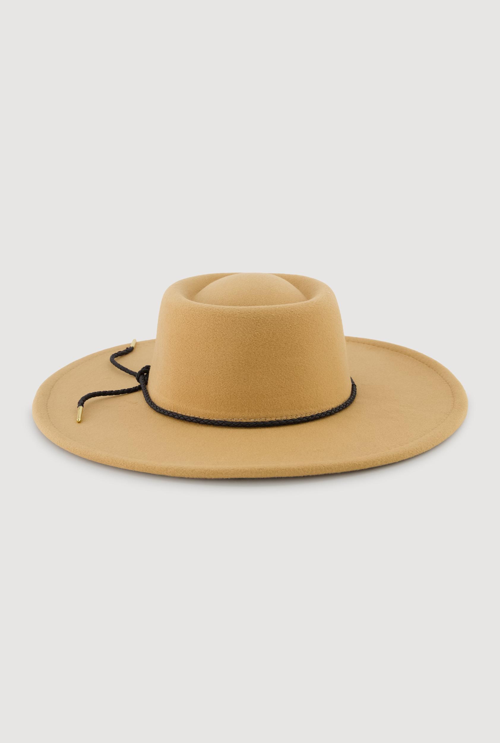 Faux Suede Braided Cord Detail Panama Hat Female Product Image