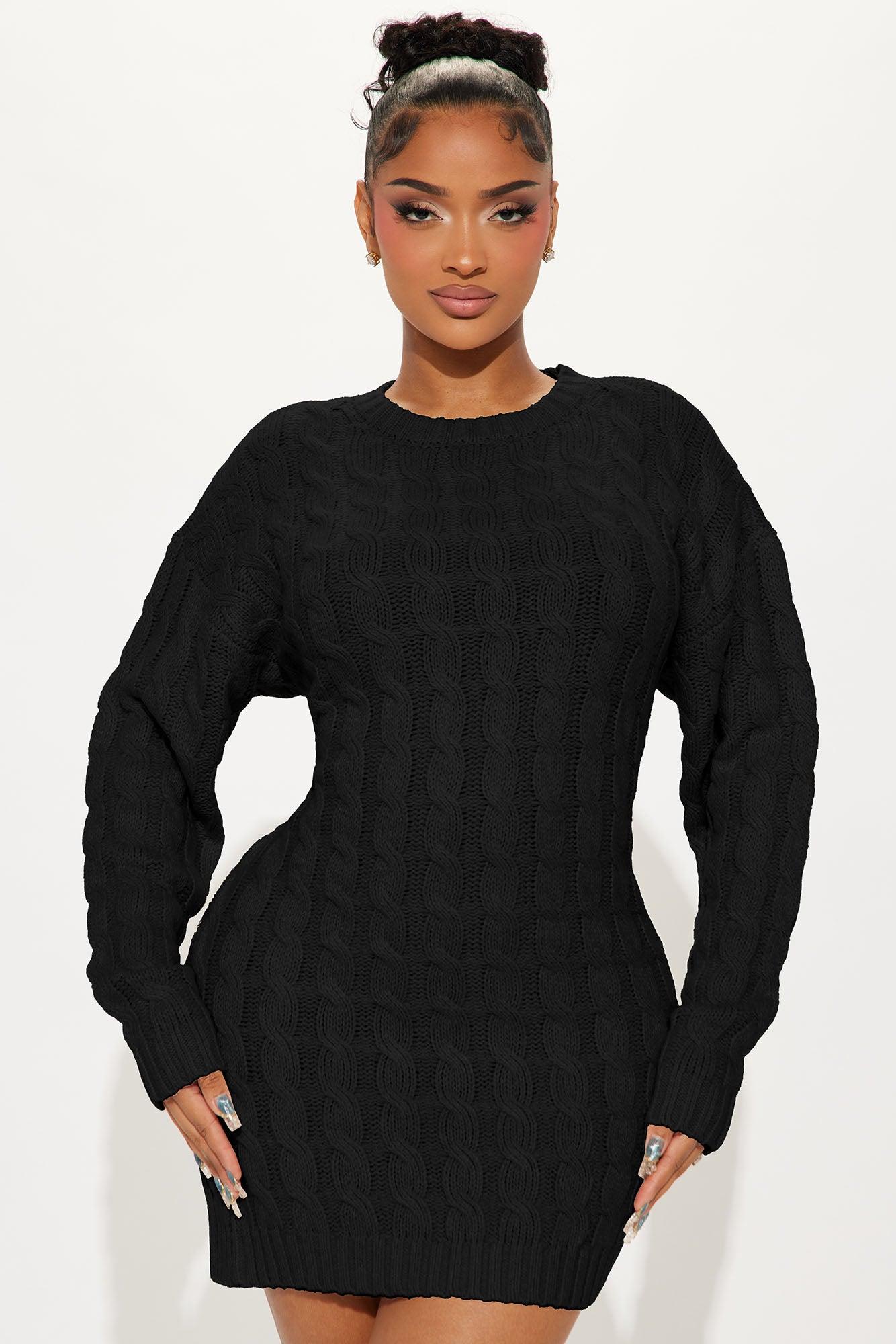 Bookworm Sweater Mini Dress - Black Female Product Image
