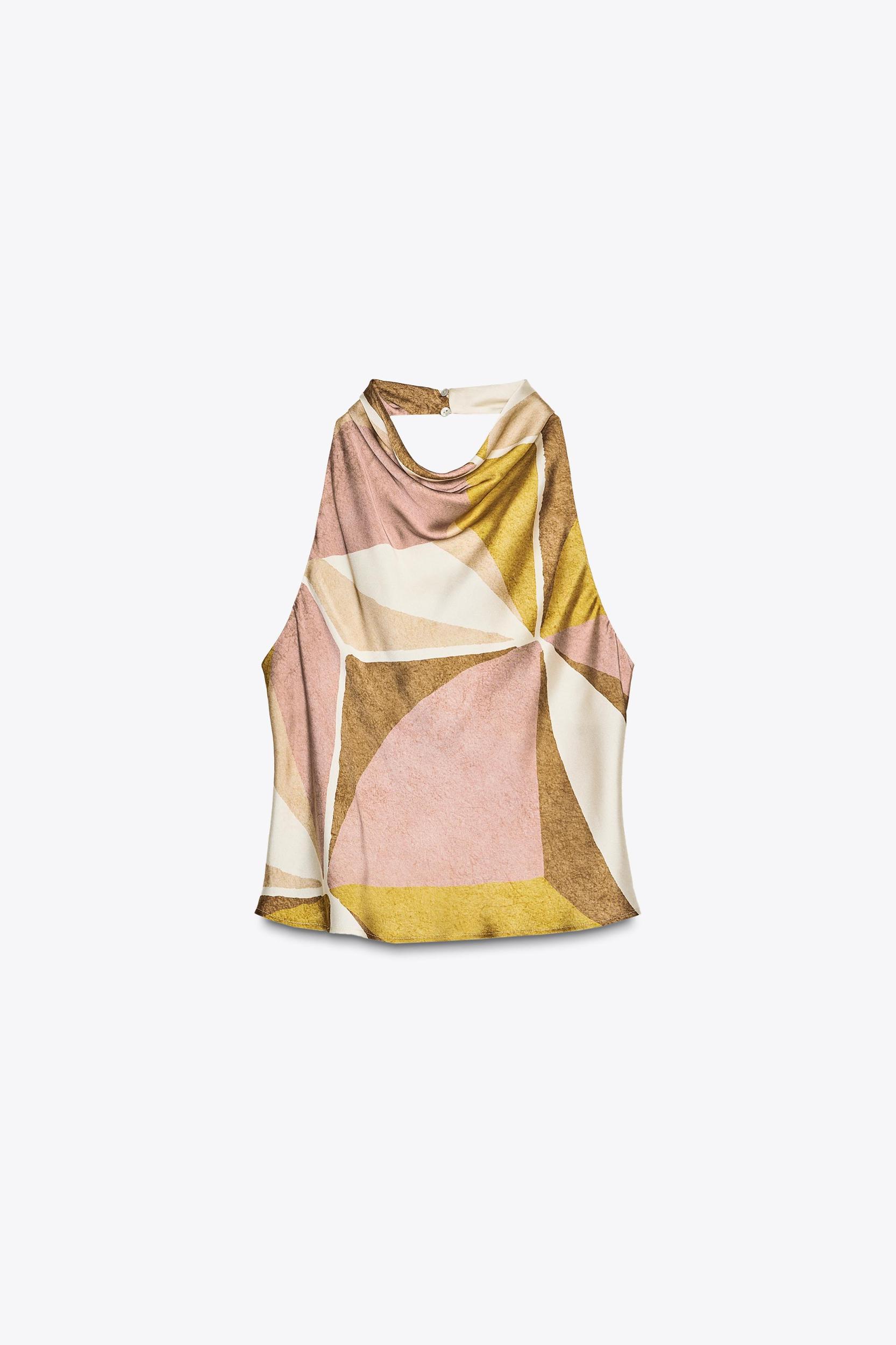 GEOMETRIC PRINT HALTER TOP Product Image