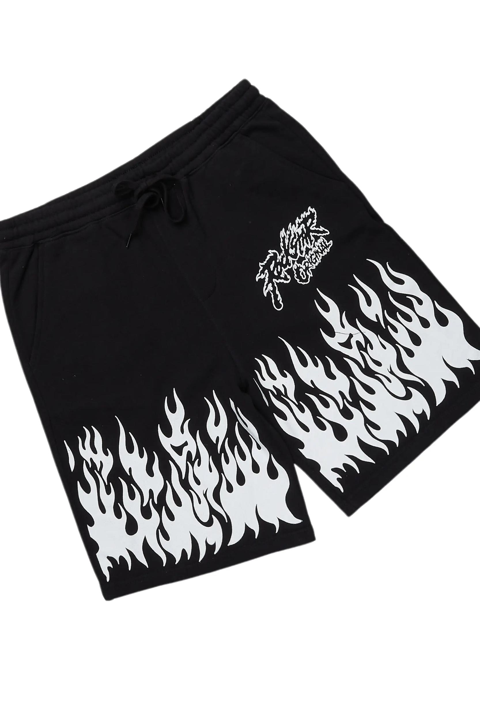 Bubble Black Long Sleeve T-Shirt Short Set Male Product Image