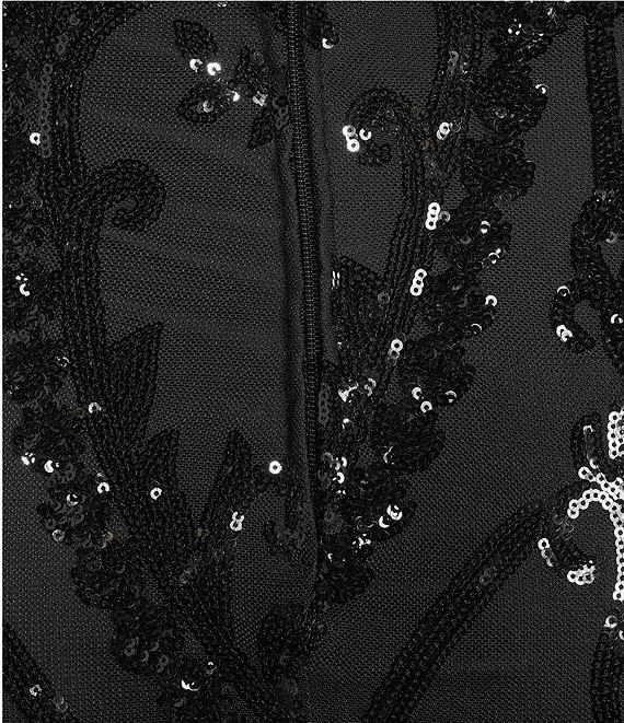 B. Darlin V-Neck Patterned Sequin Halter Dress Product Image