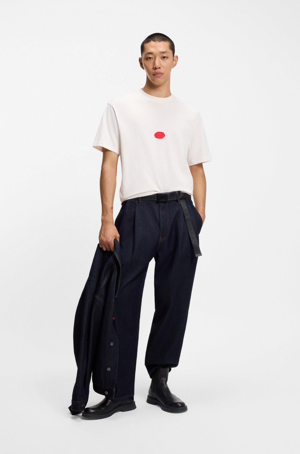 Cotton-jersey T-shirt with wax-stamp logo Product Image