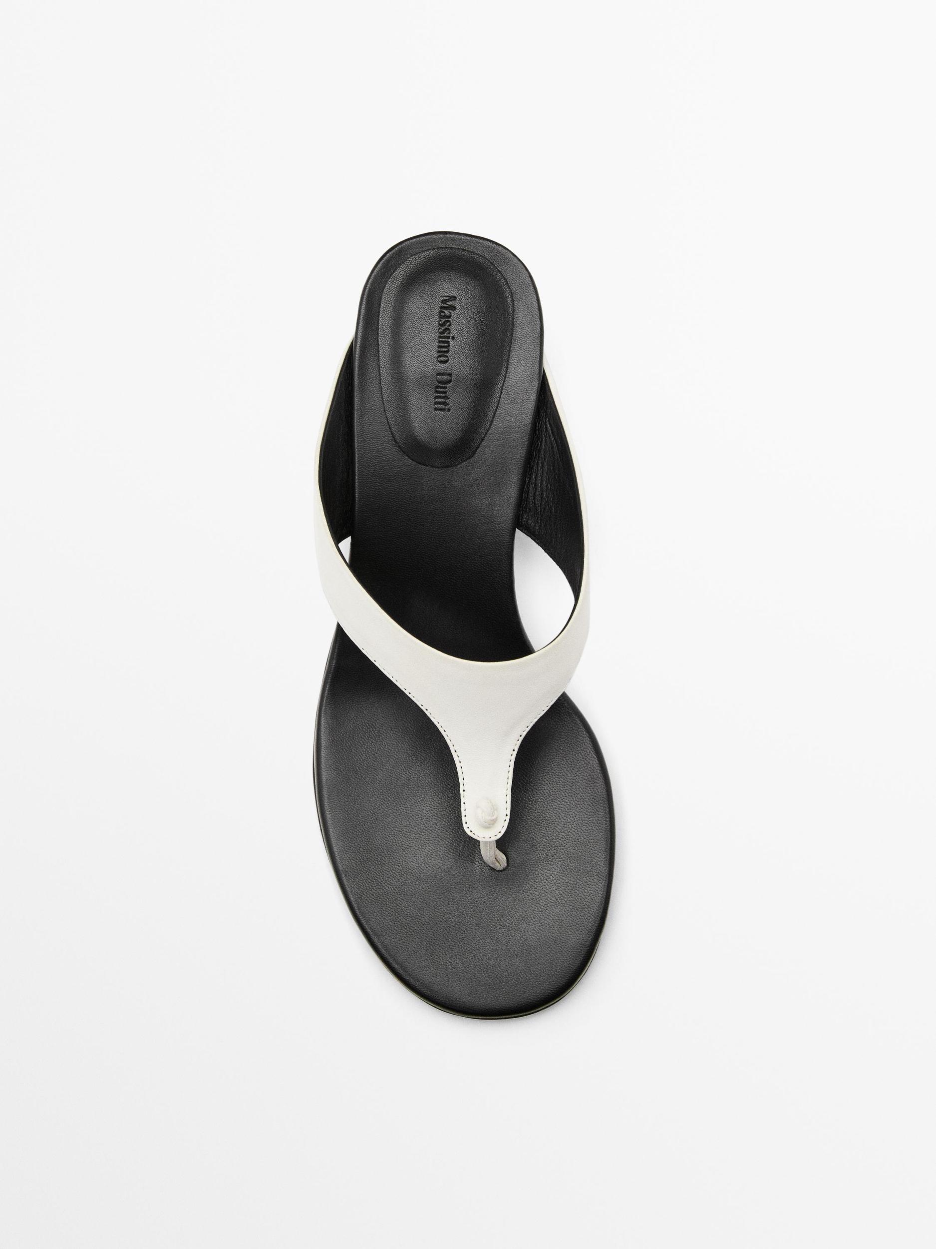 Heeled sandals with toe divider Product Image