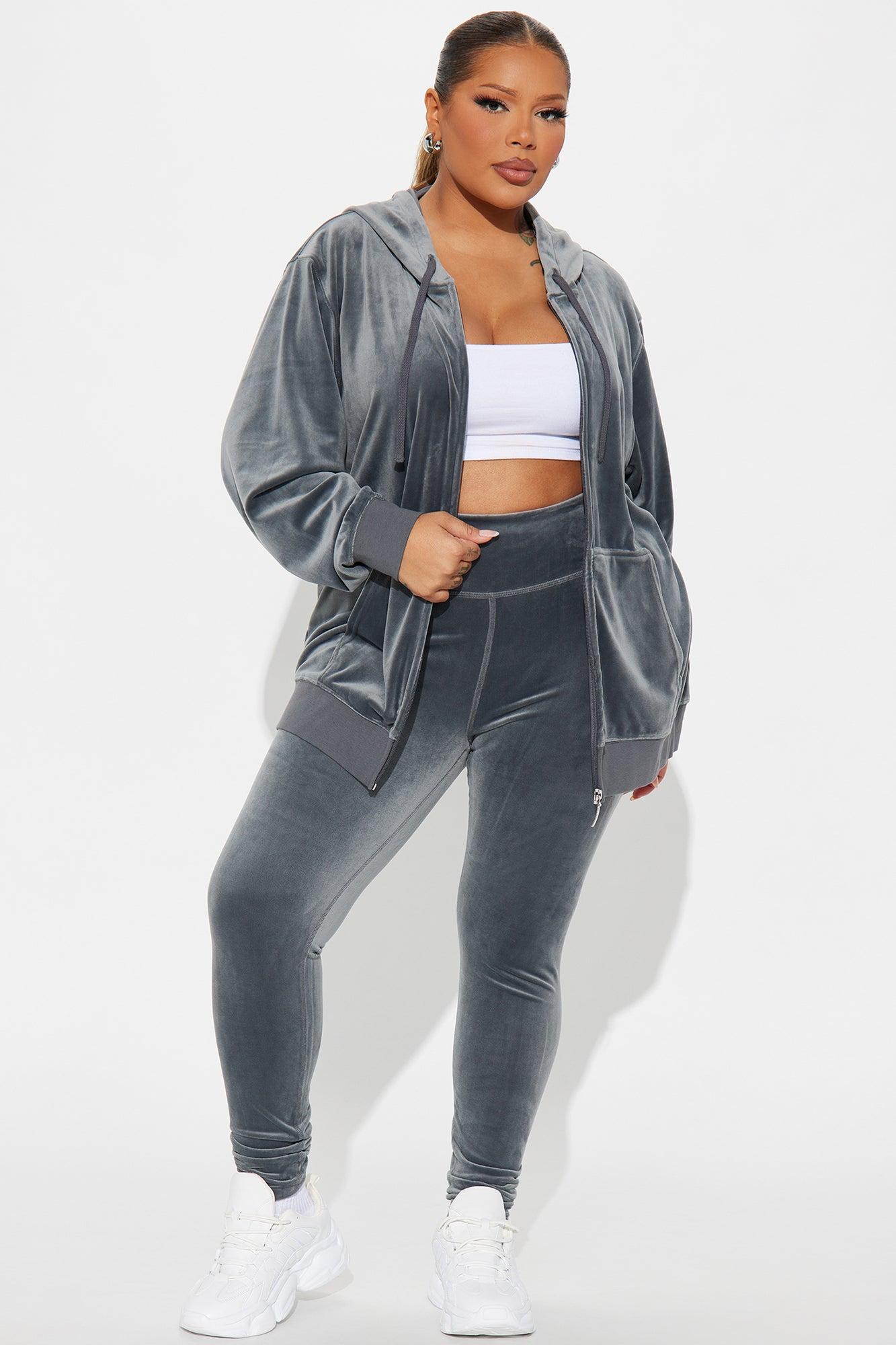 OG Friend Soft Velour Legging Set - Charcoal Product Image