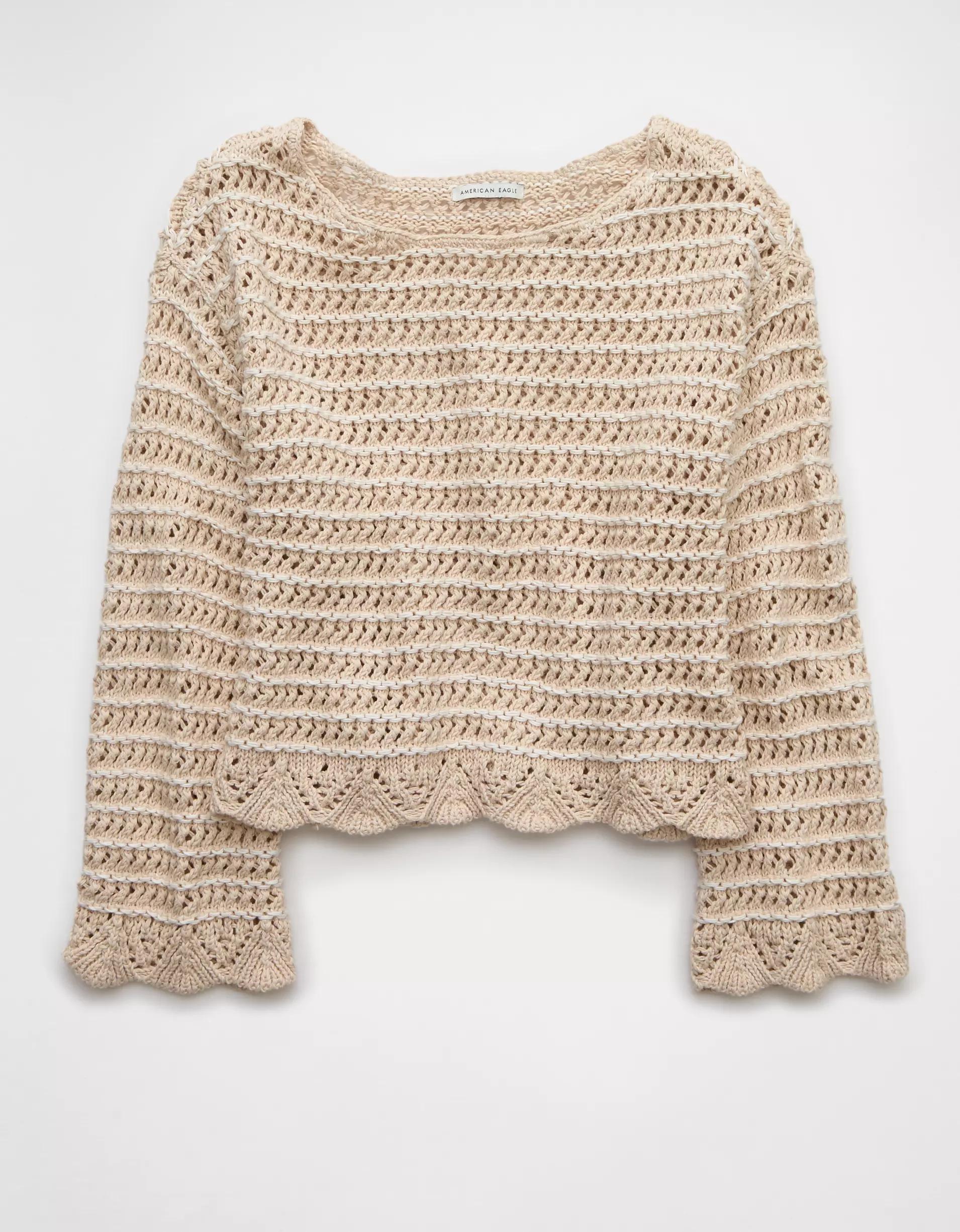 AE Ballet Neck Open Knit Sweater Product Image