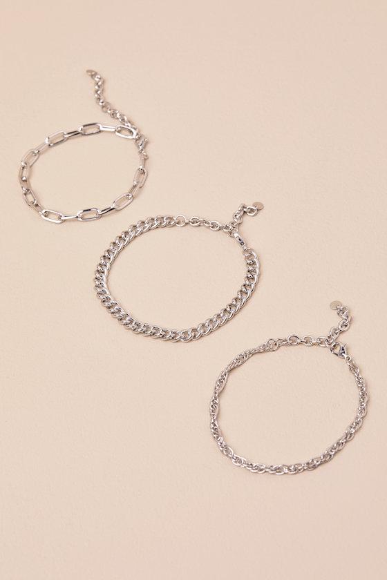 Soma Silver Three-Piece Chain Bracelet Set Product Image