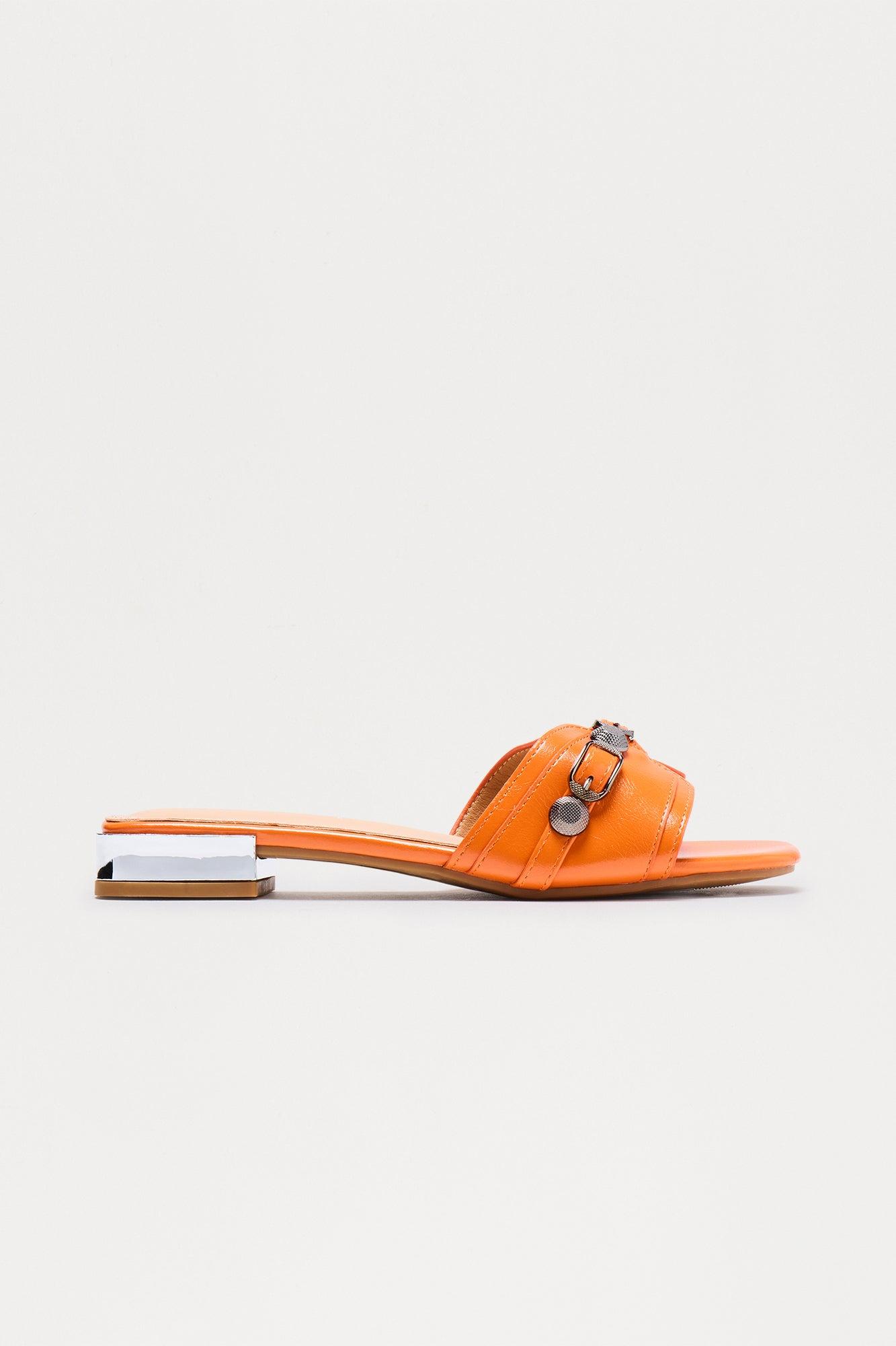 Sajie Hardware Slip On Sandals - Orange Female Product Image