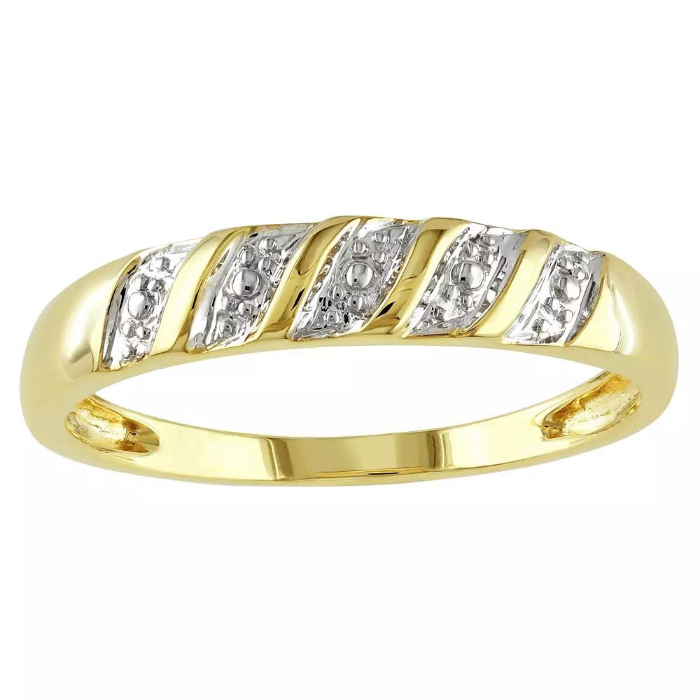Stella Grace Mens 10k Gold Diamond Illusions Textured Striped Wedding Ring Product Image