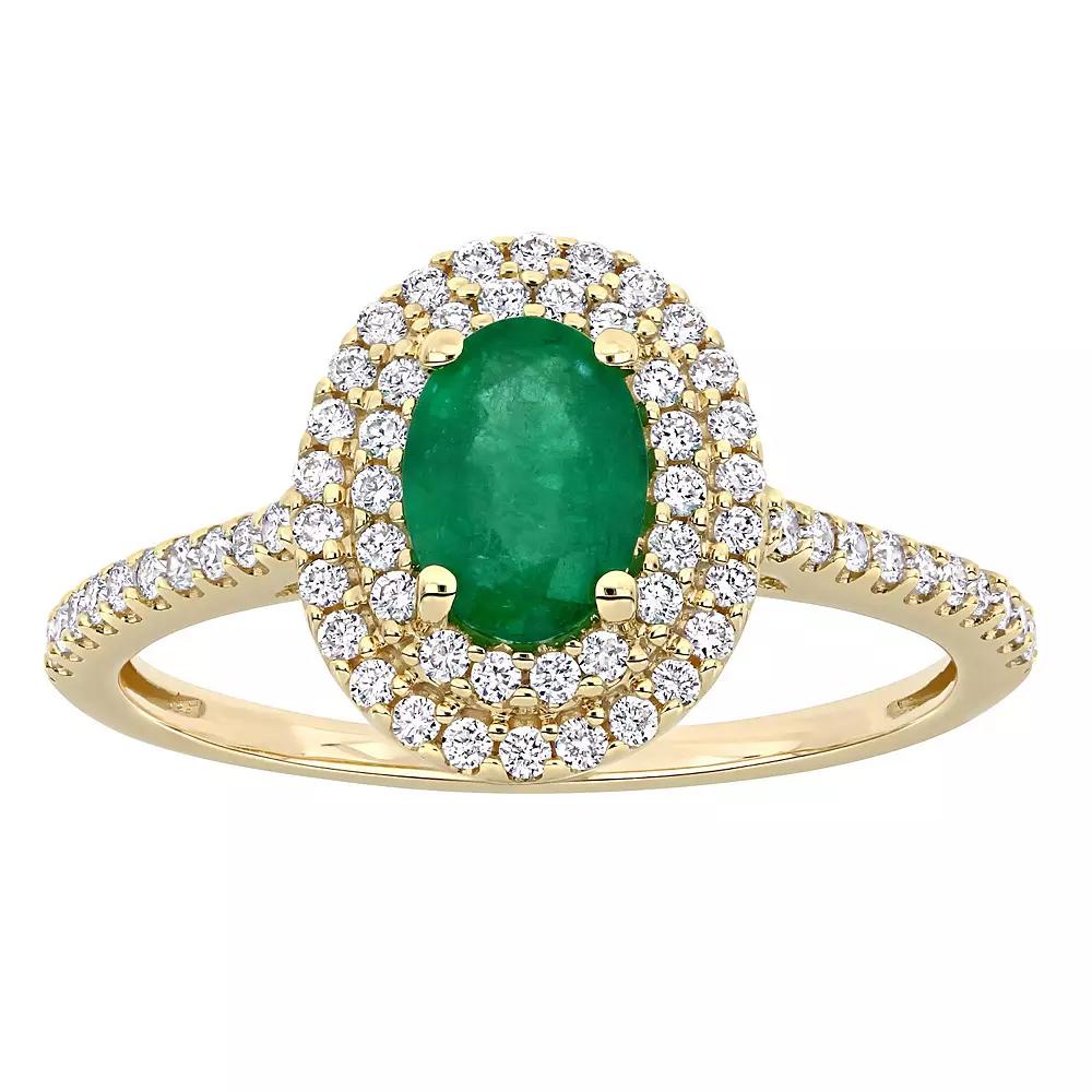 Stella Grace 14k Gold Emerald & 1/3 Carat T.W. Diamond Halo Engagement Ring, Women's, Size: 8.50 Product Image