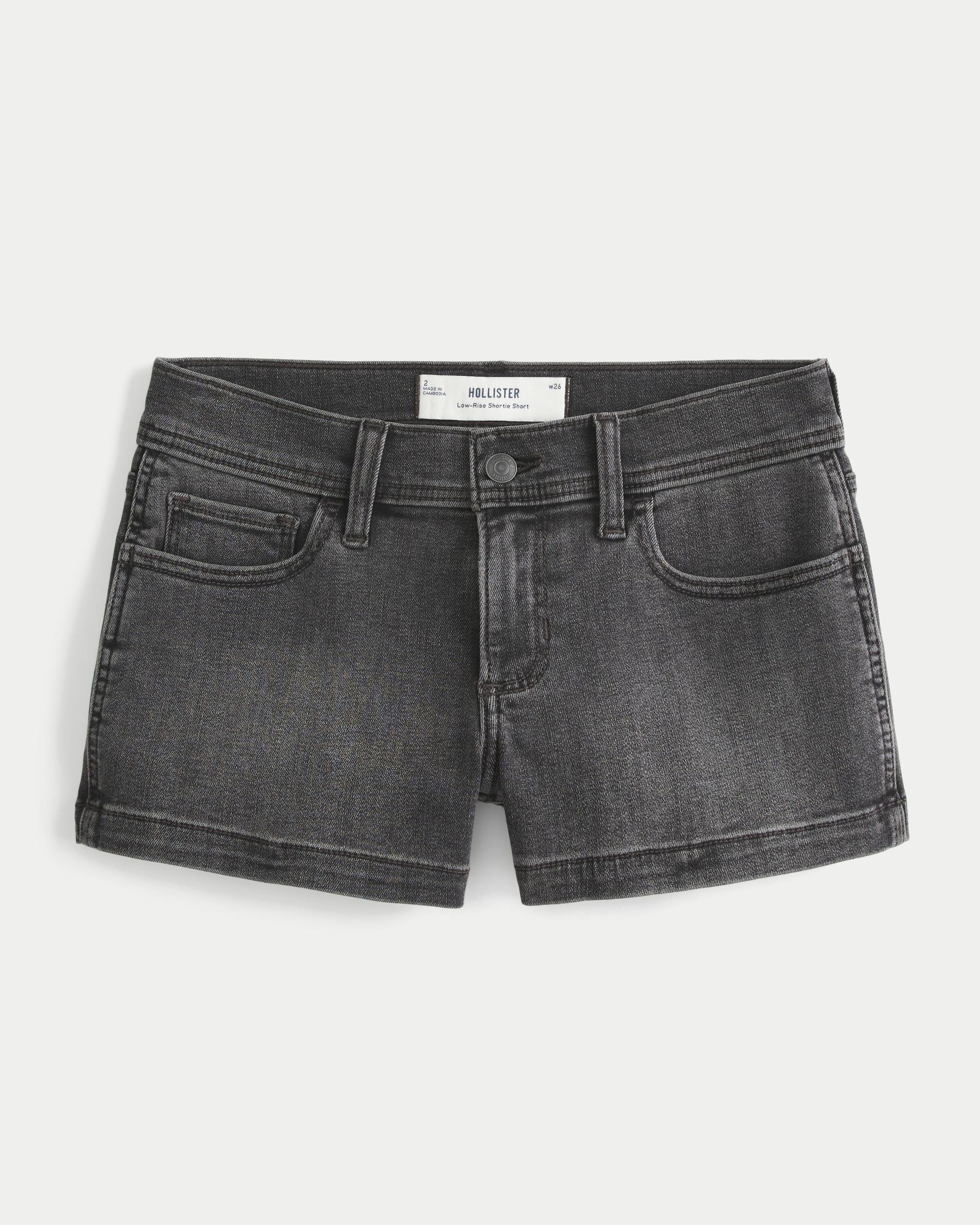 Low-Rise Light Wash Denim Shortie Shorts Product Image