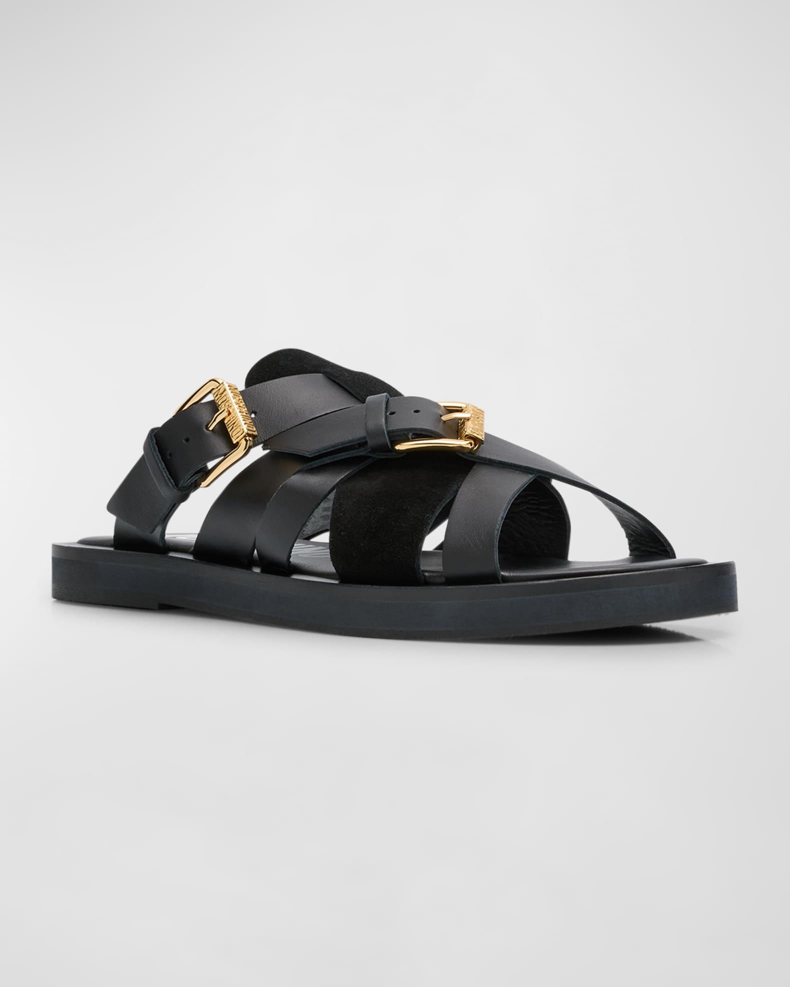 Men's Strappy Leather Slide Sandals Product Image