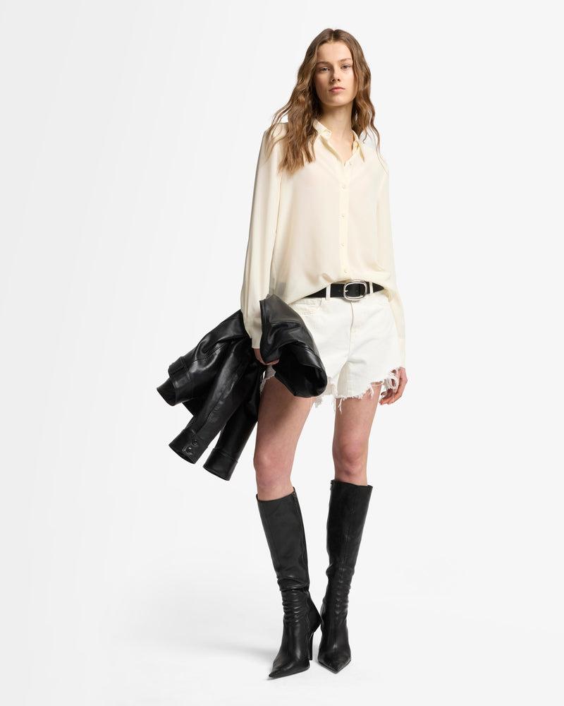 Long Sleeve Silk Blouse Product Image