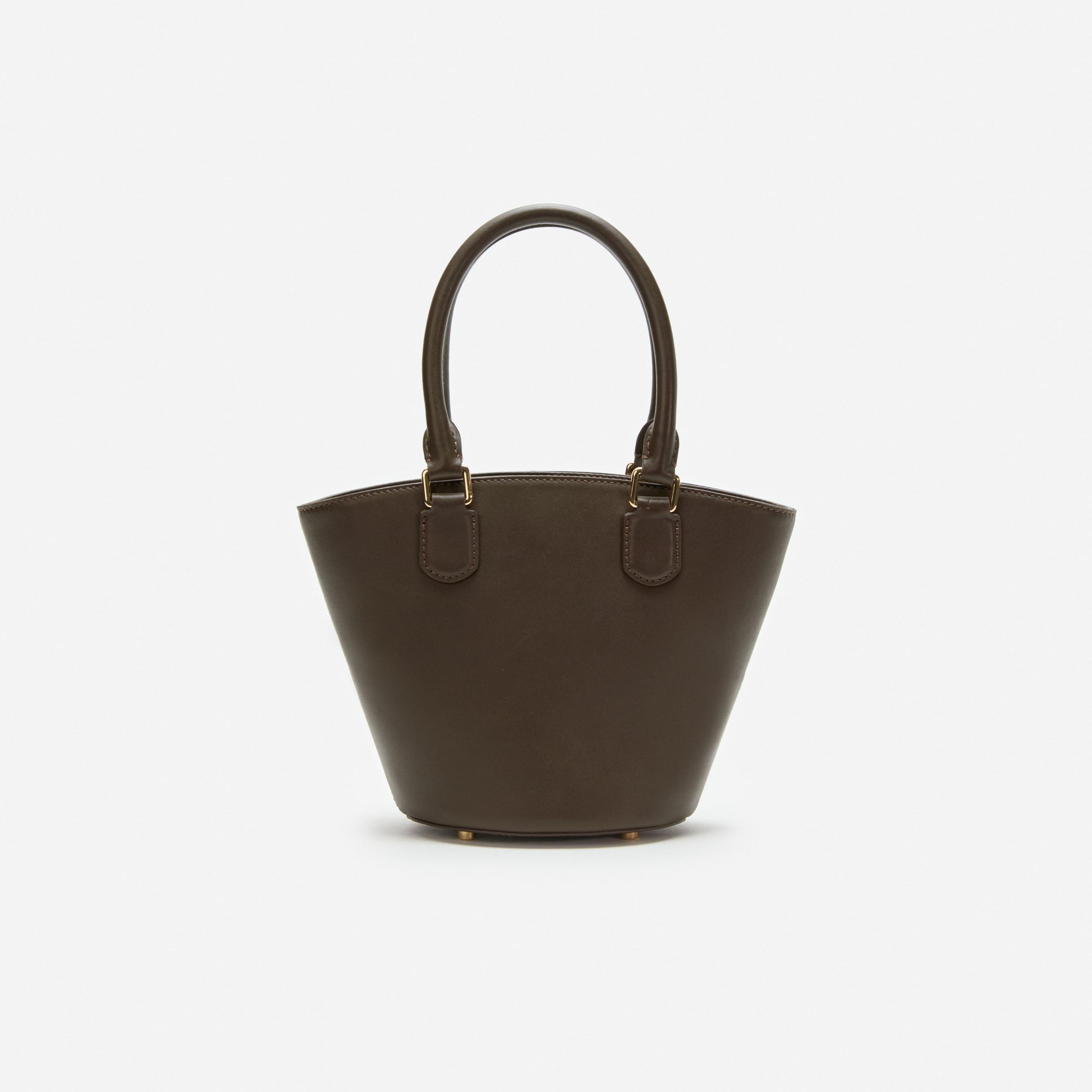 Dark Brown Leather Charm Tote Bag Product Image