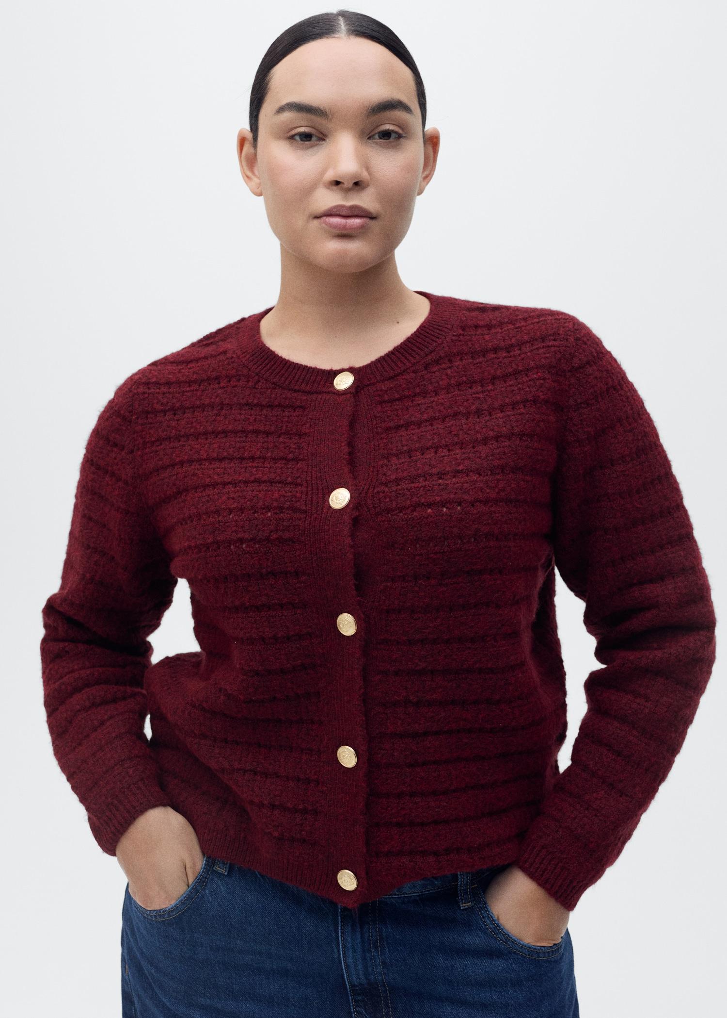 Knitted jacket with openwork details - Women | MANGO USA Product Image