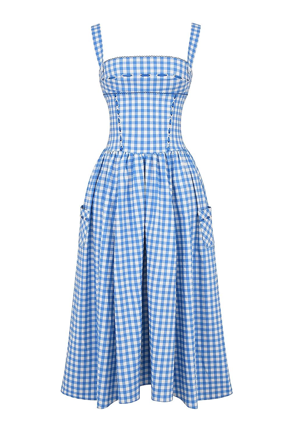 Vivien  regatta blue gingham midi sundress Product Image