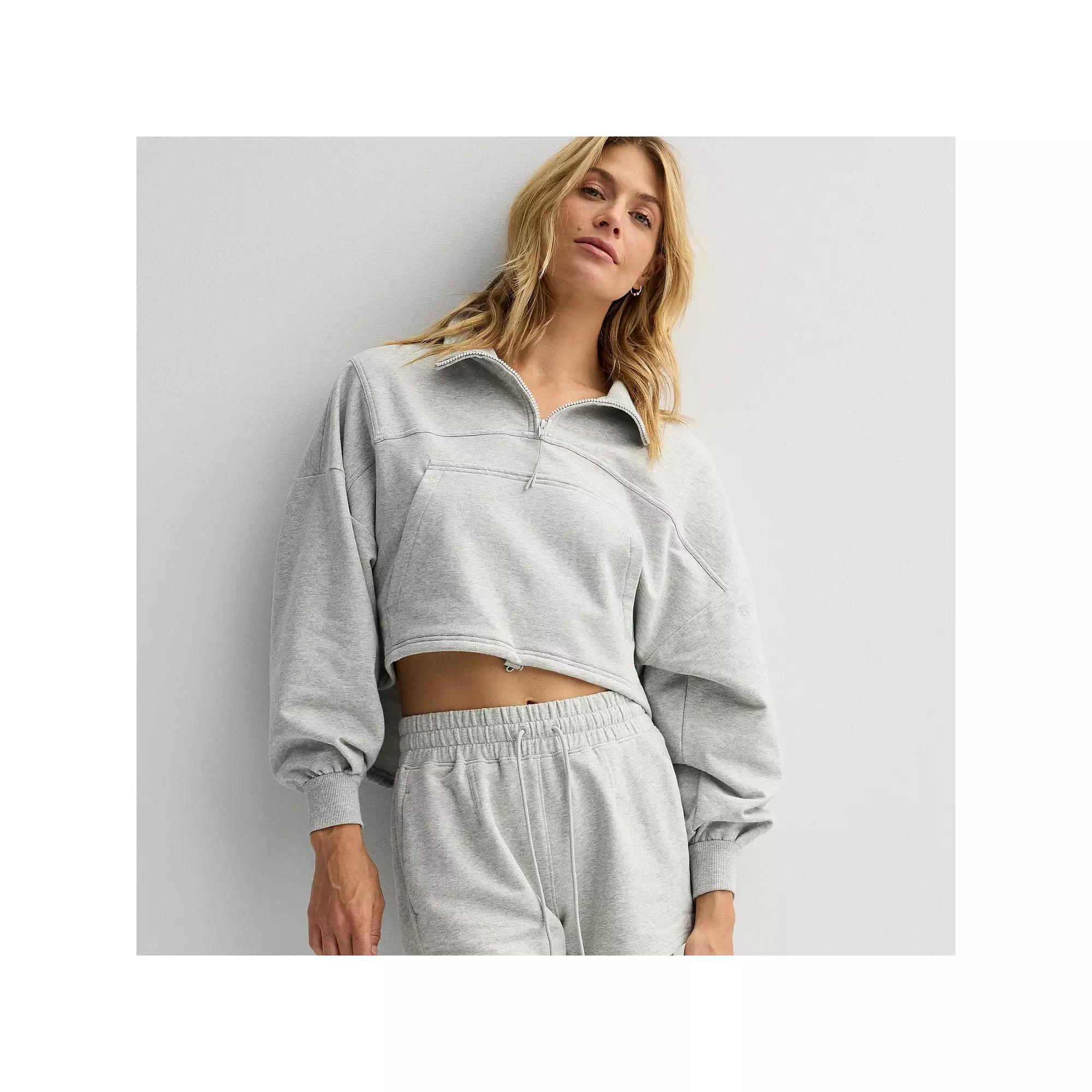 Womens FLX Embrace Seamed Quarter Zip Top Dark Shade Grey Product Image