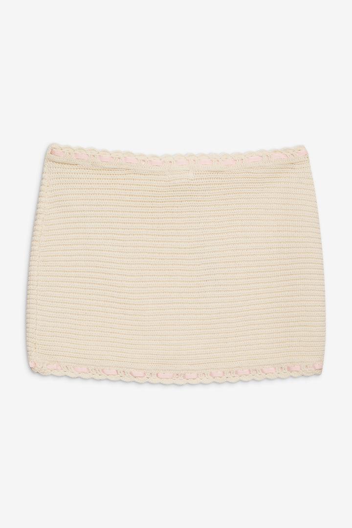 Kelsey Crochet Mini Skirt — Cream Product Image
